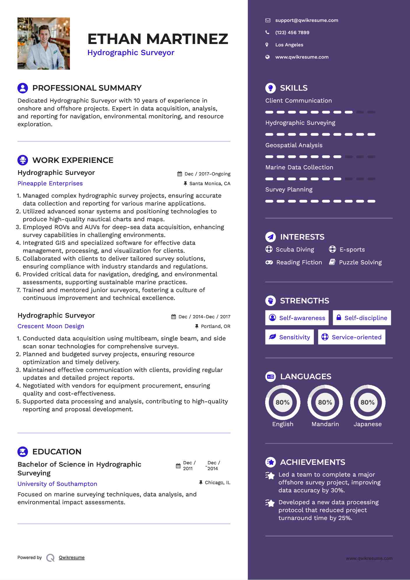 Hydrographic Surveyor Resume Template