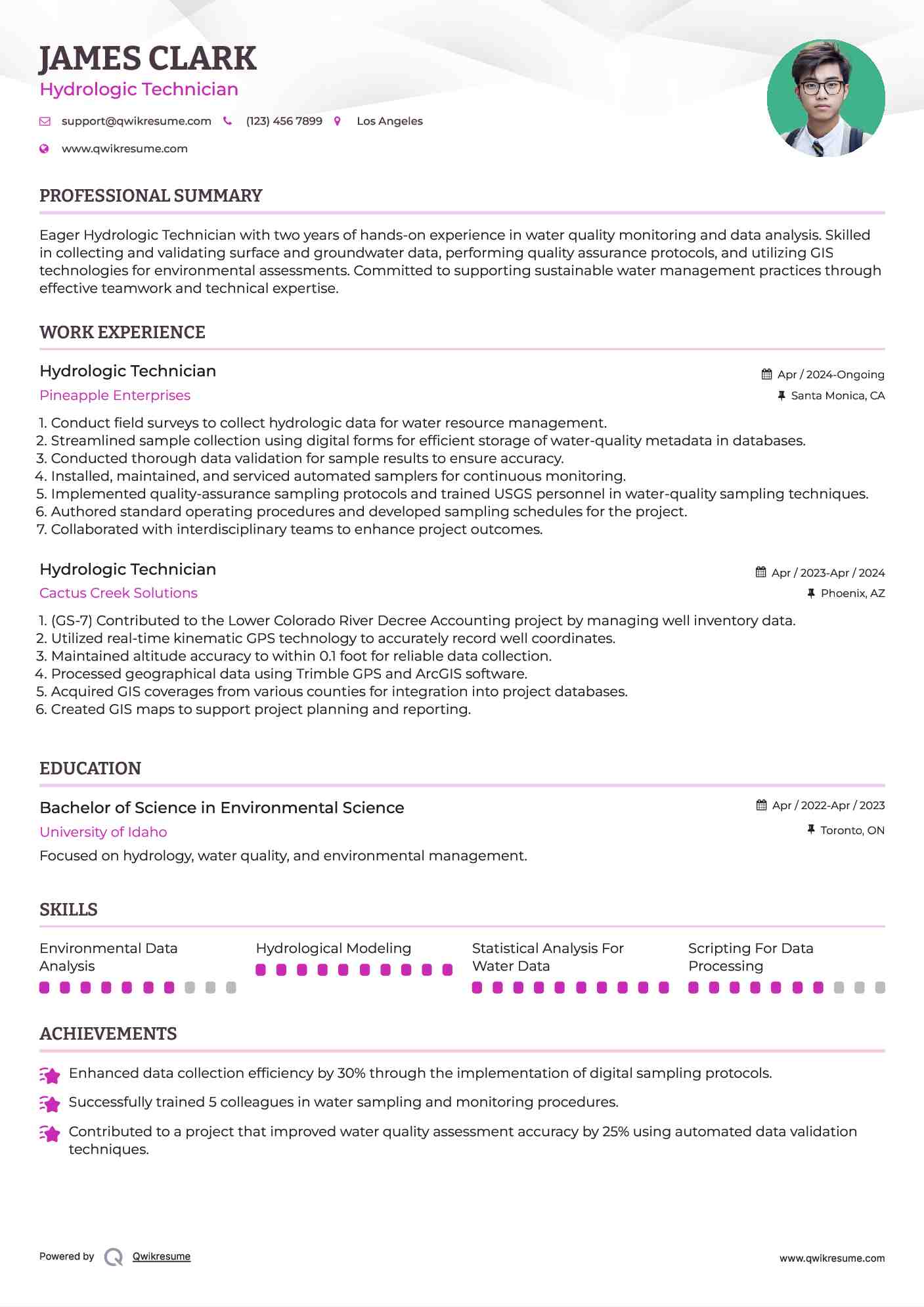 Hydrologic Technician Resume Template