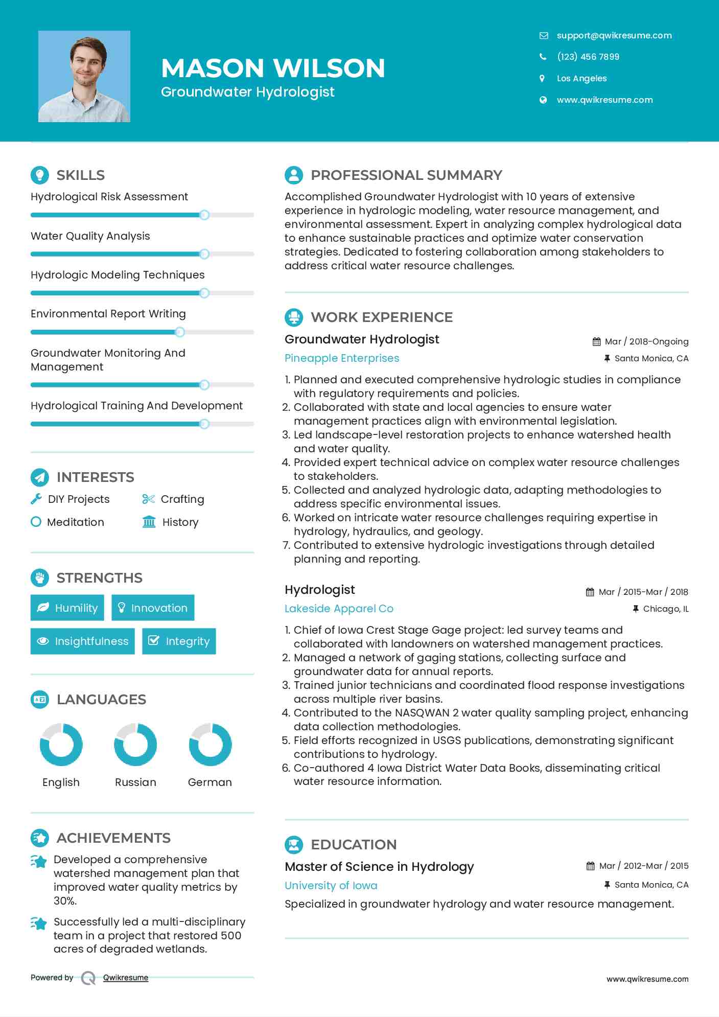 Groundwater Hydrologist Resume Format
