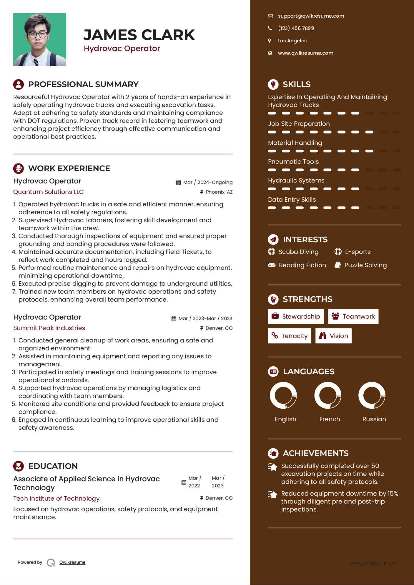 Hydrovac Operator Resume Samples QwikResume