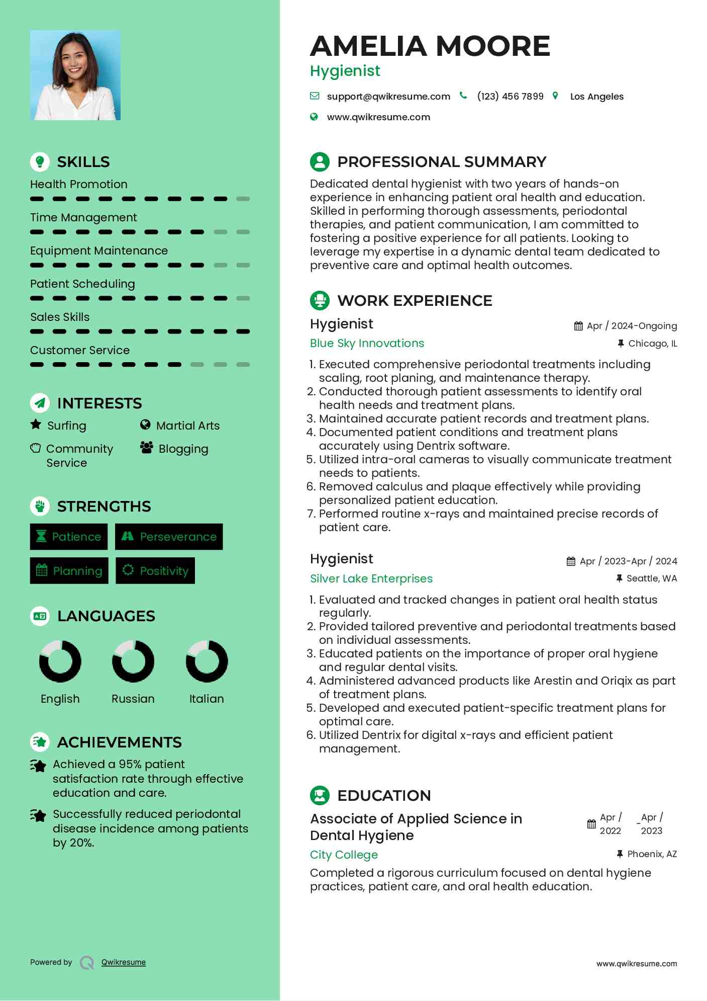 Hygienist Resume Format