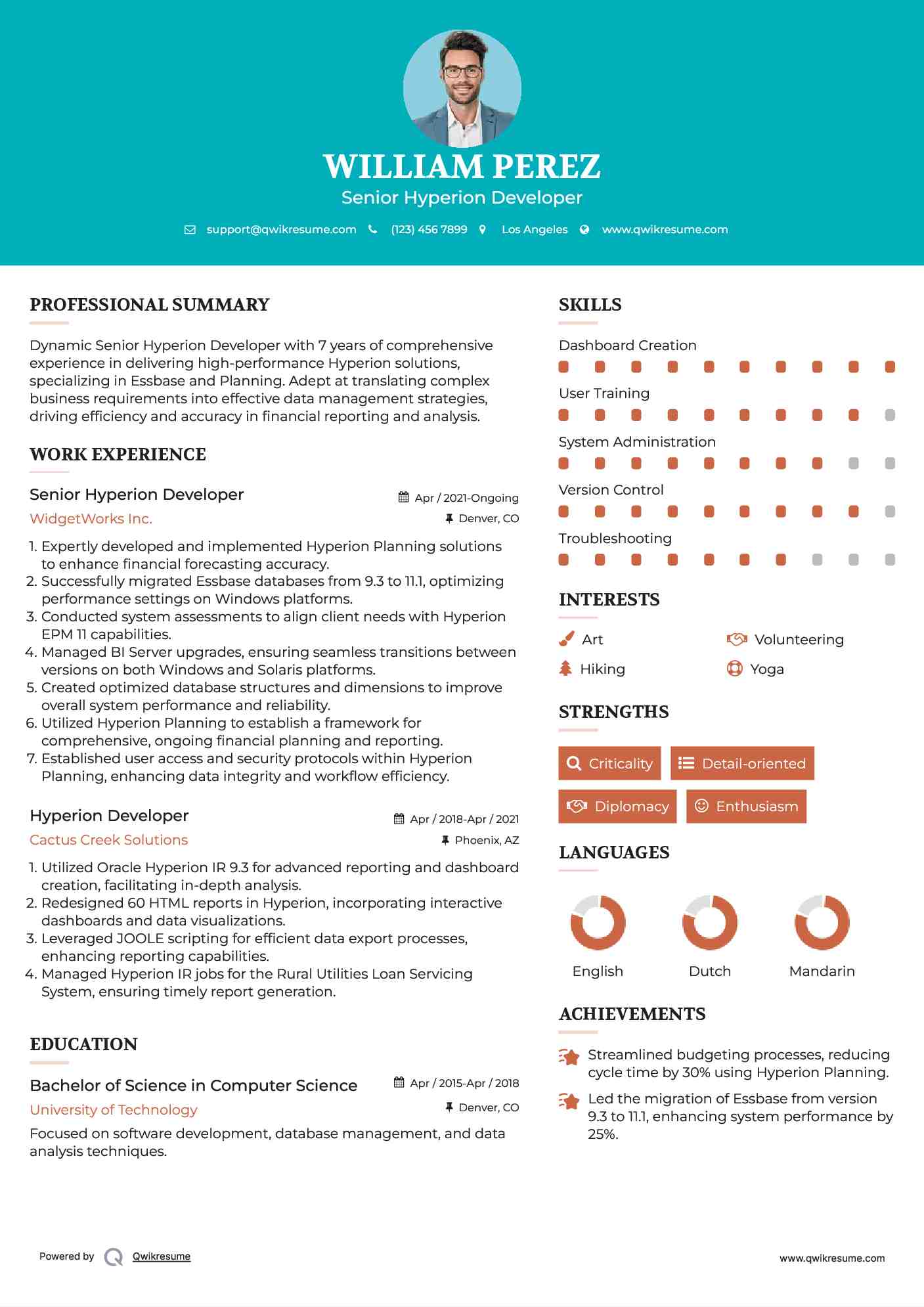 Senior Hyperion Developer Resume Format