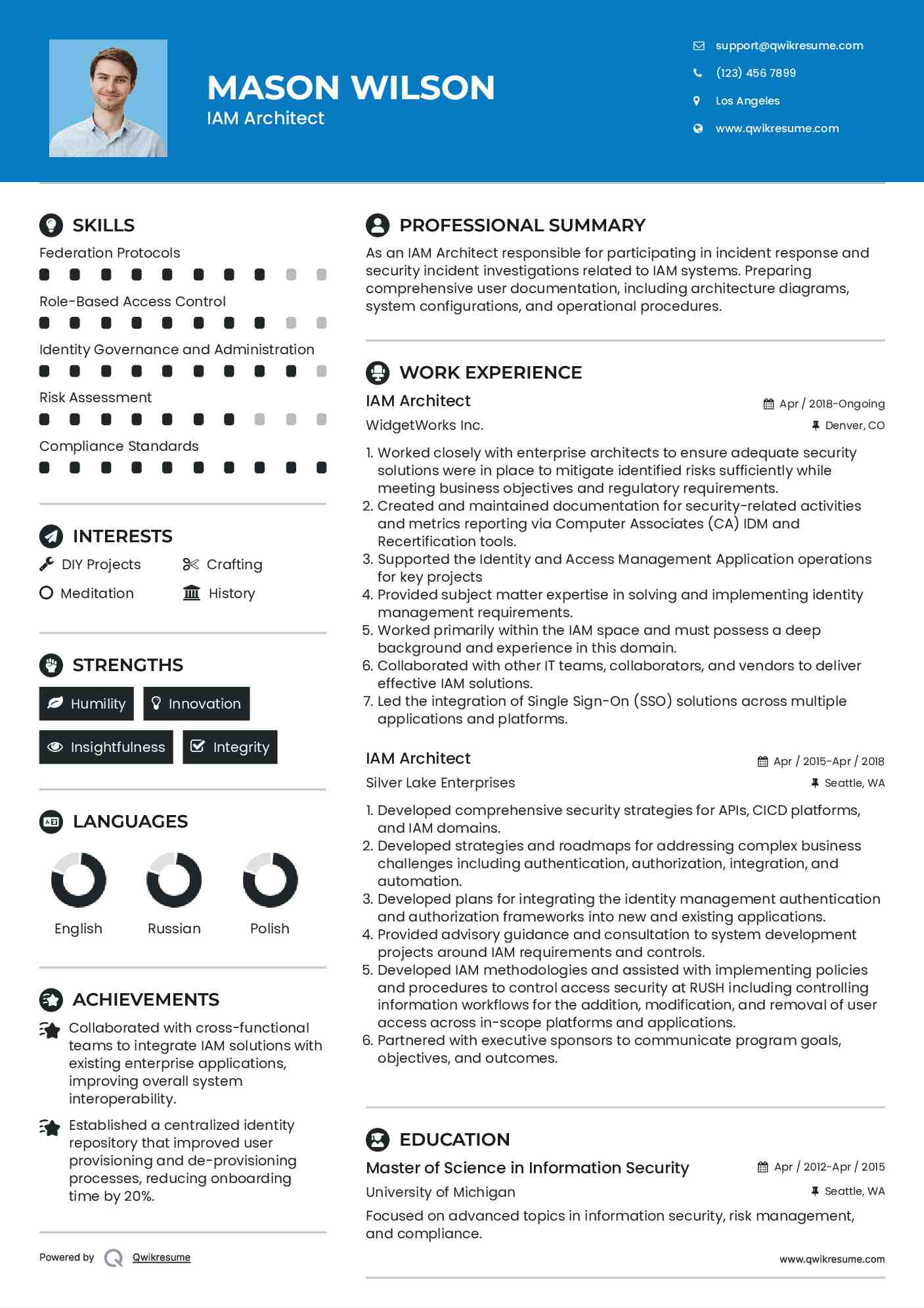 IAM Architect Resume Sample