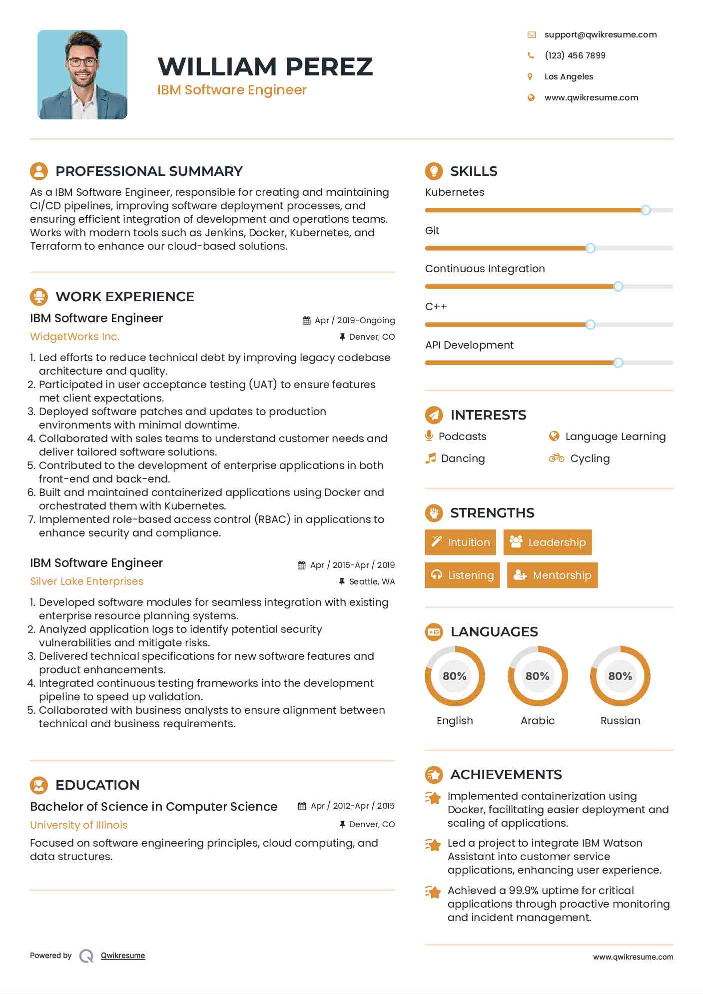 IBM Software Engineer Resume Template