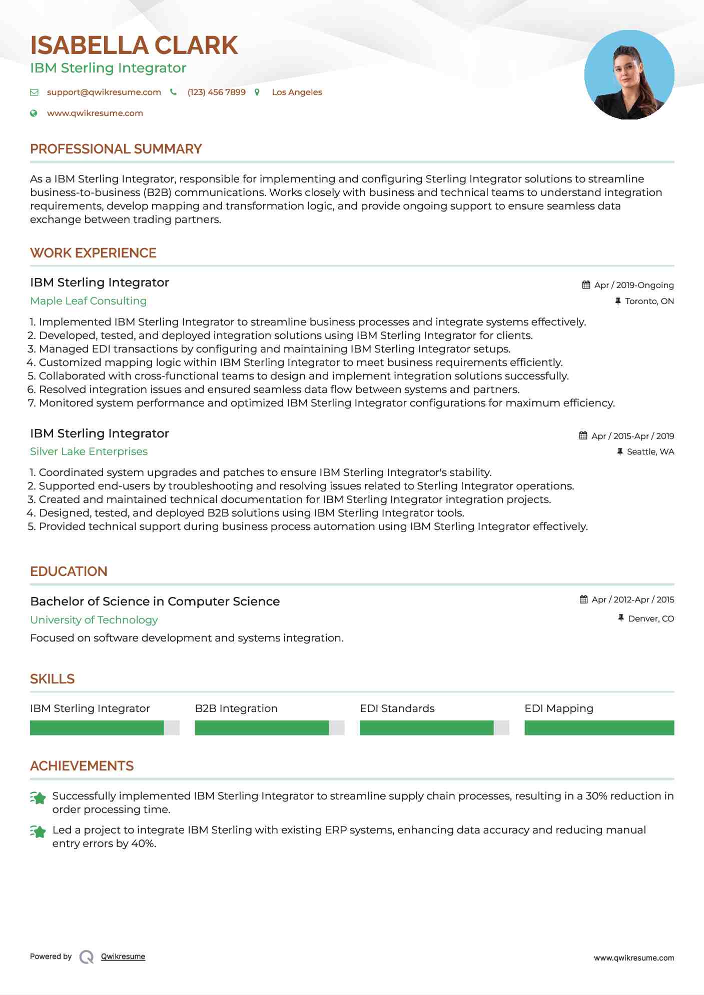 IBM Sterling Integrator Resume Model