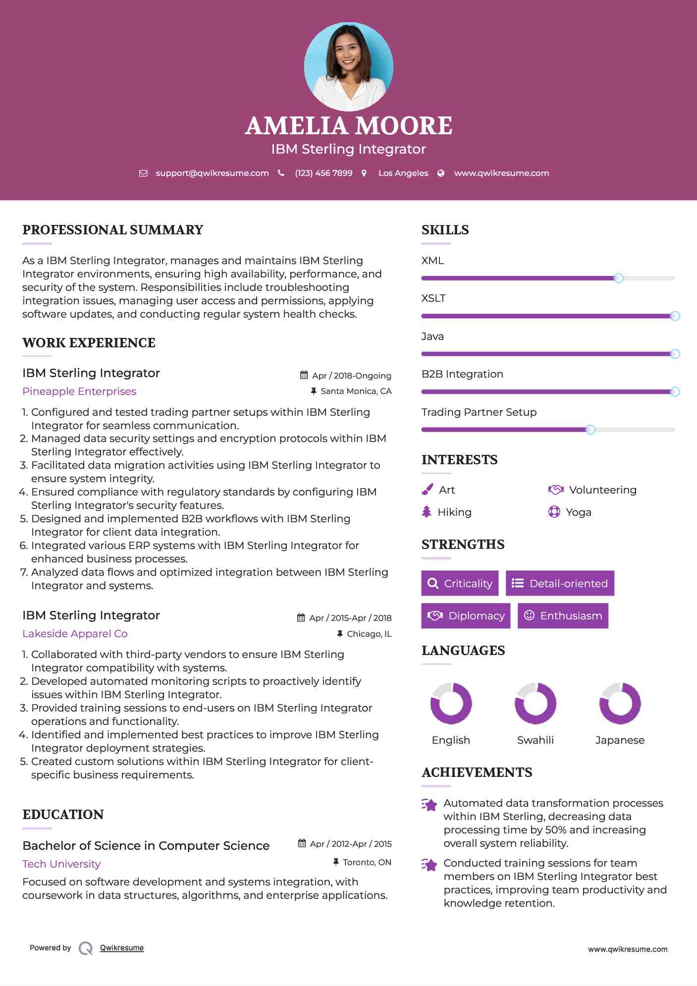IBM Sterling Integrator Resume Example