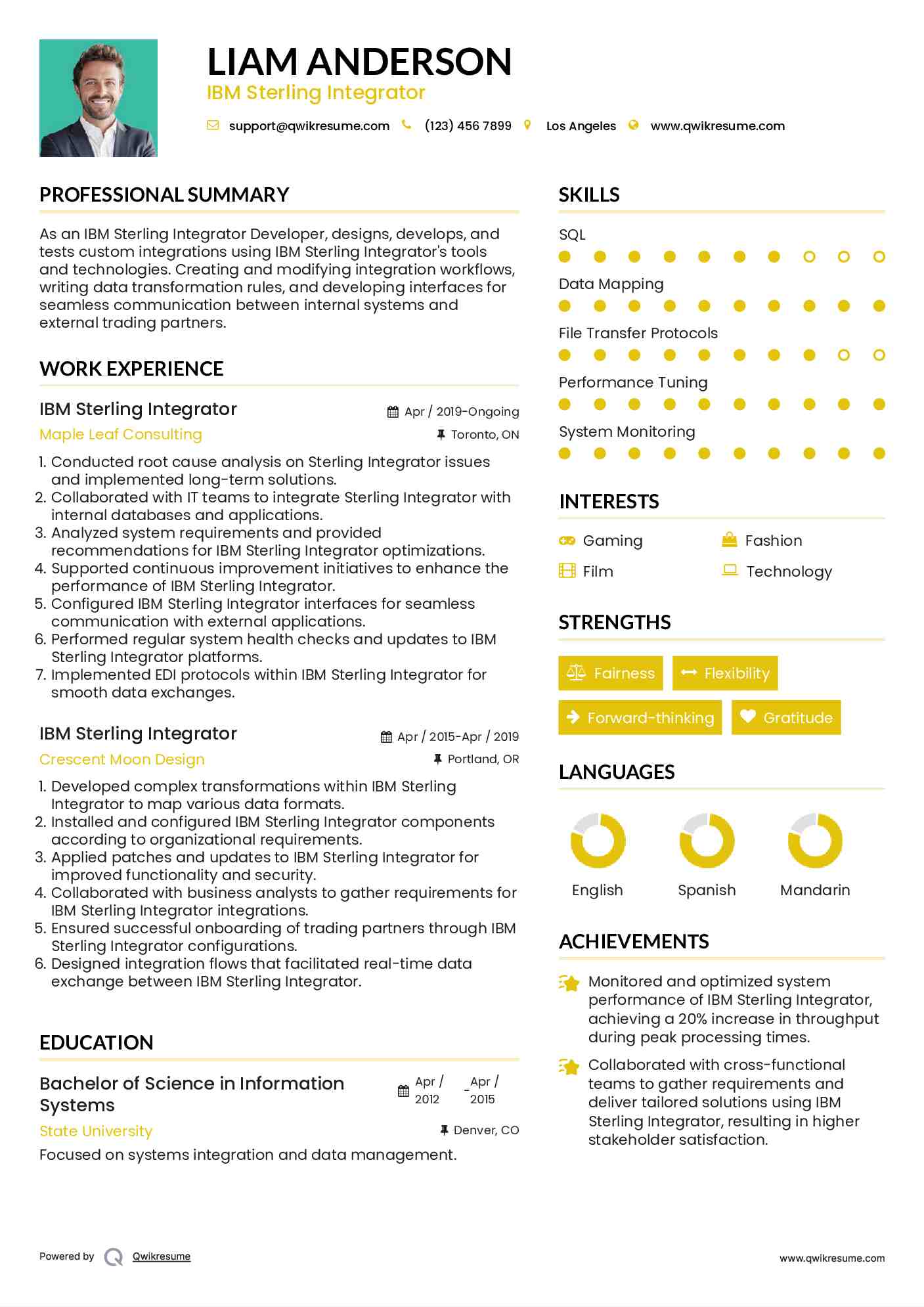 IBM Sterling Integrator Resume Sample