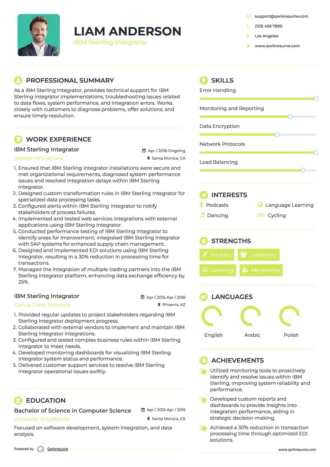 IBM Sterling Integrator Resume Example