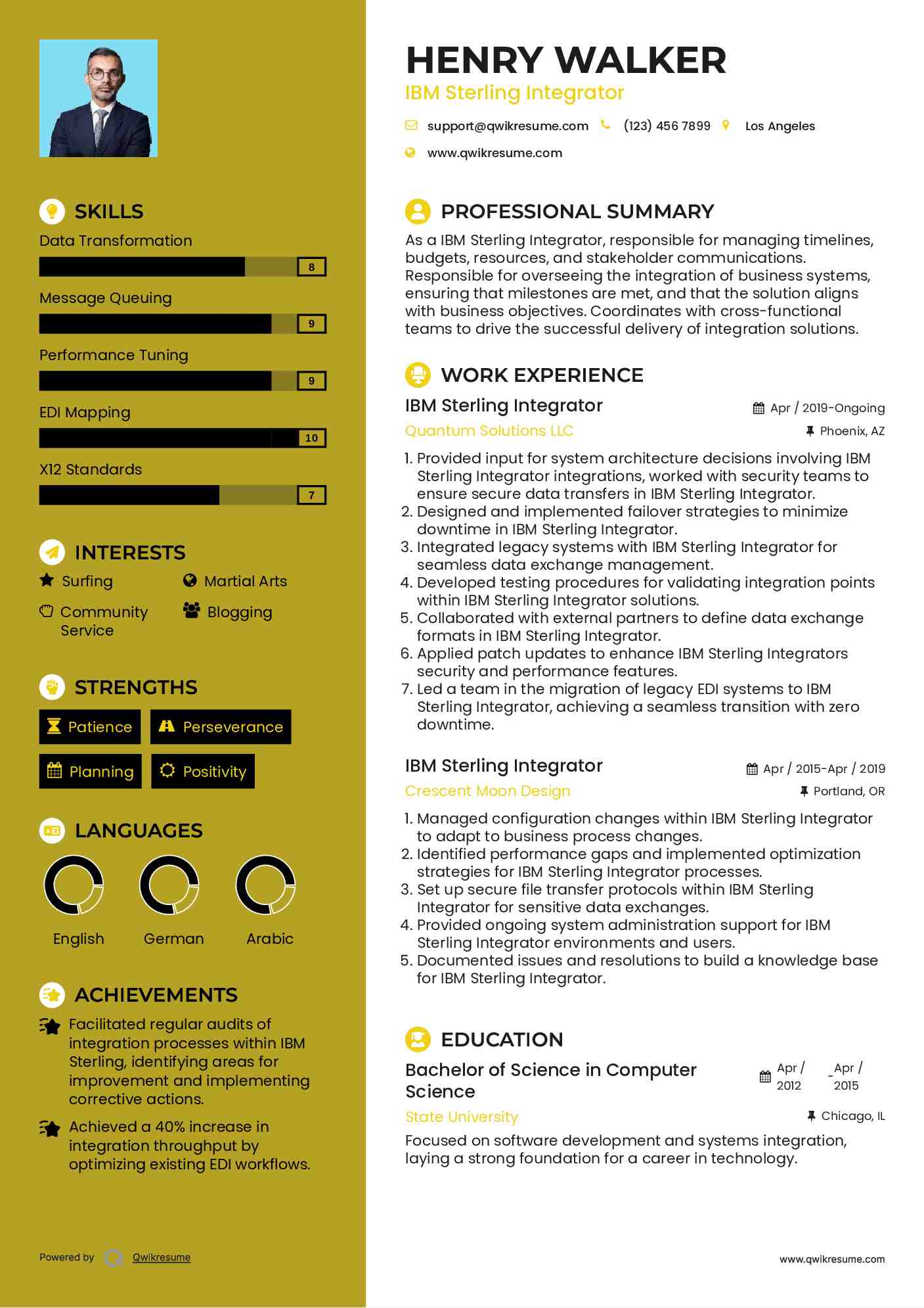 IBM Sterling Integrator Resume Example