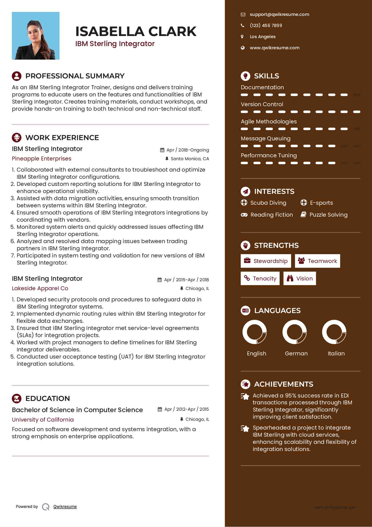 IBM Sterling Integrator Resume Sample