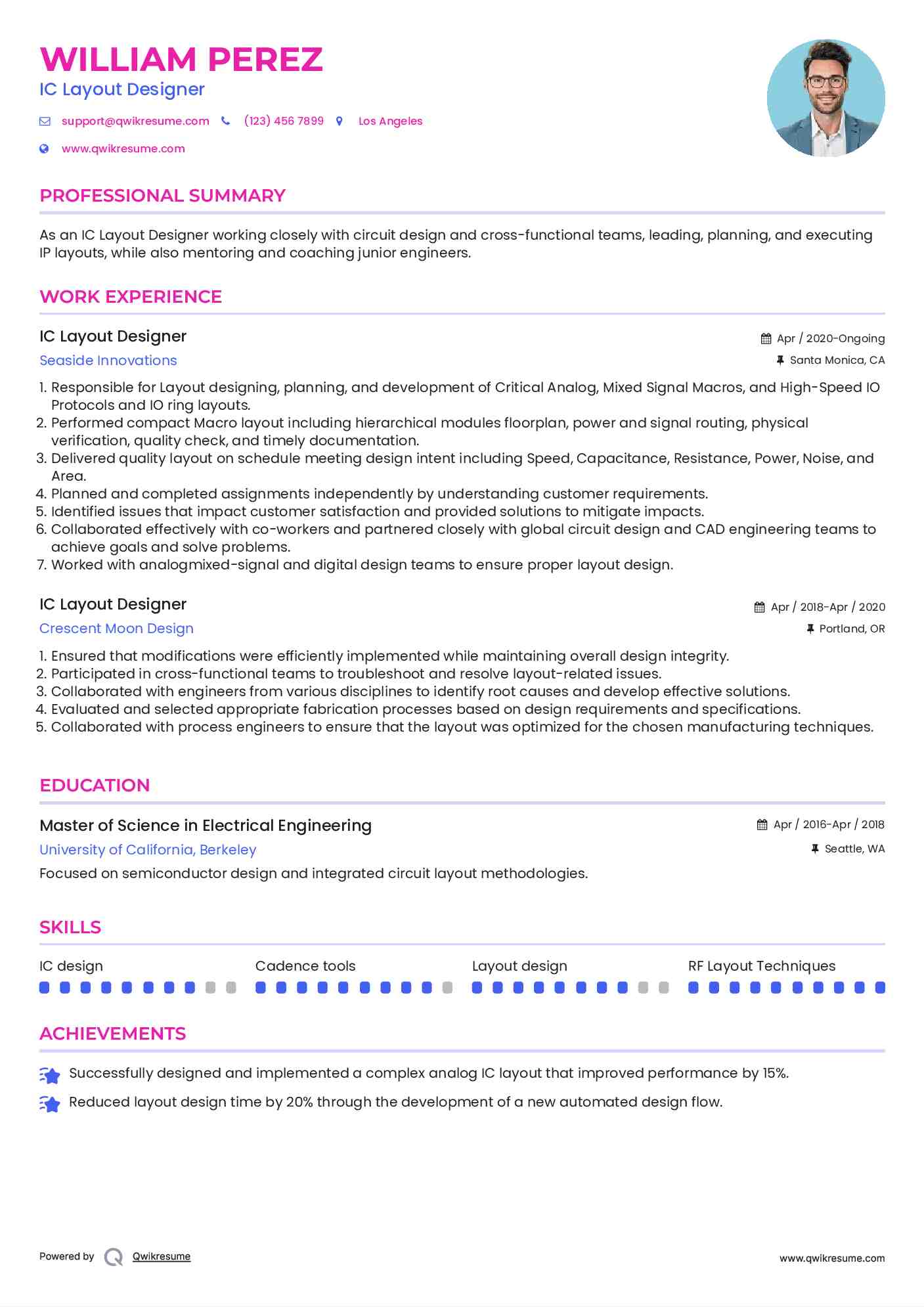 IC Layout Designer Resume Template