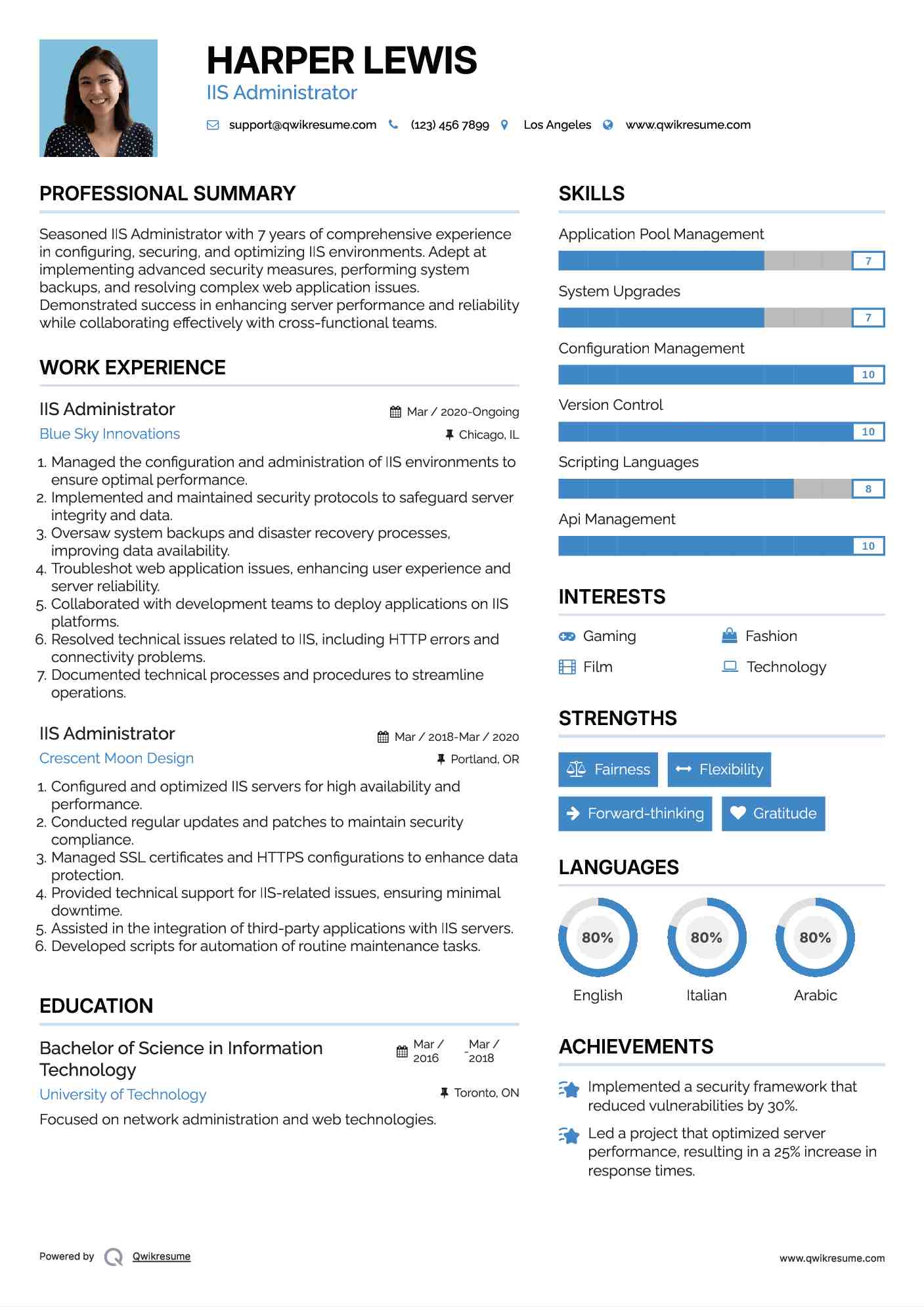 IIS Administrator Resume Format