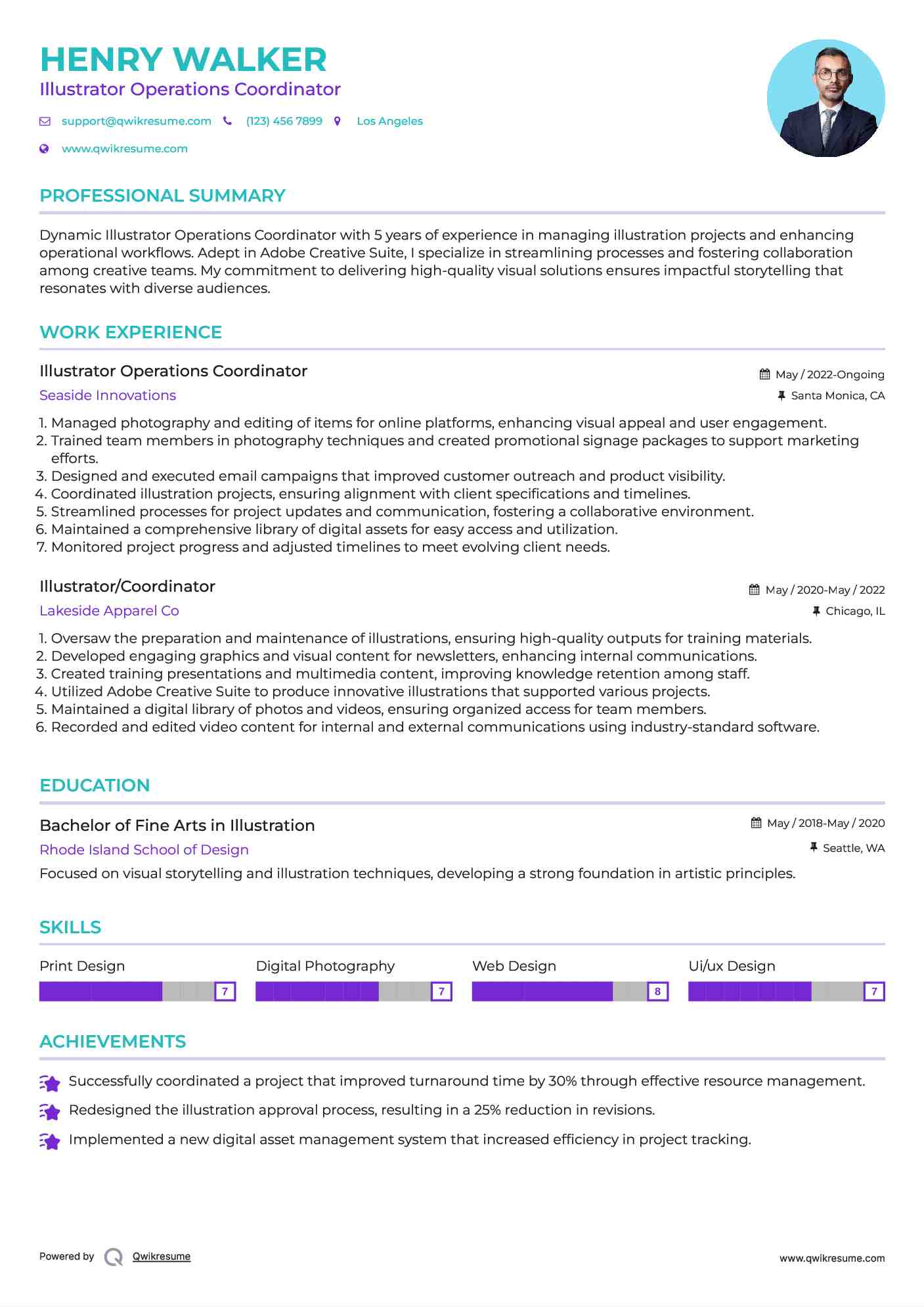 Illustrator Operations Coordinator Resume Model