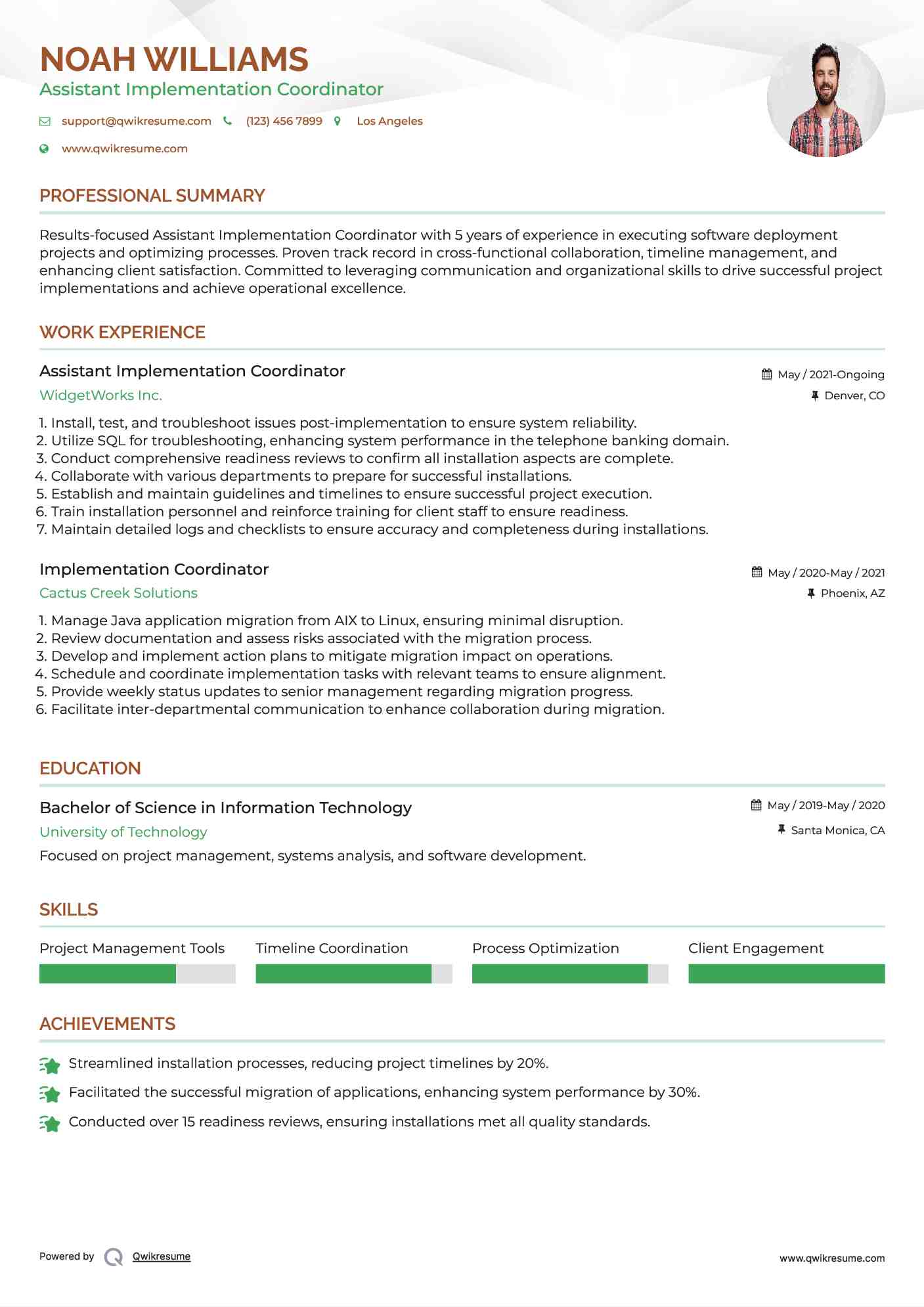 Assistant Implementation Coordinator Resume Model