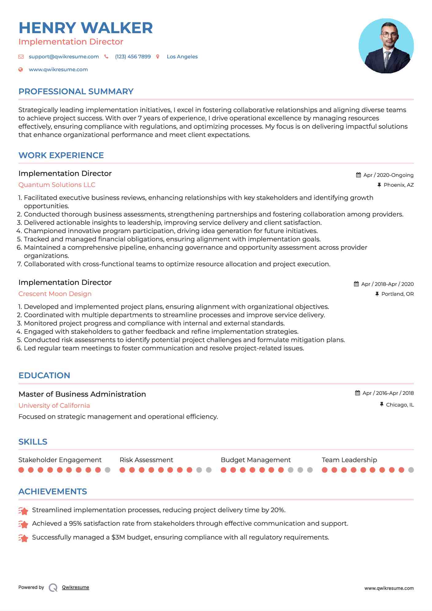 Implementation Director Resume Model