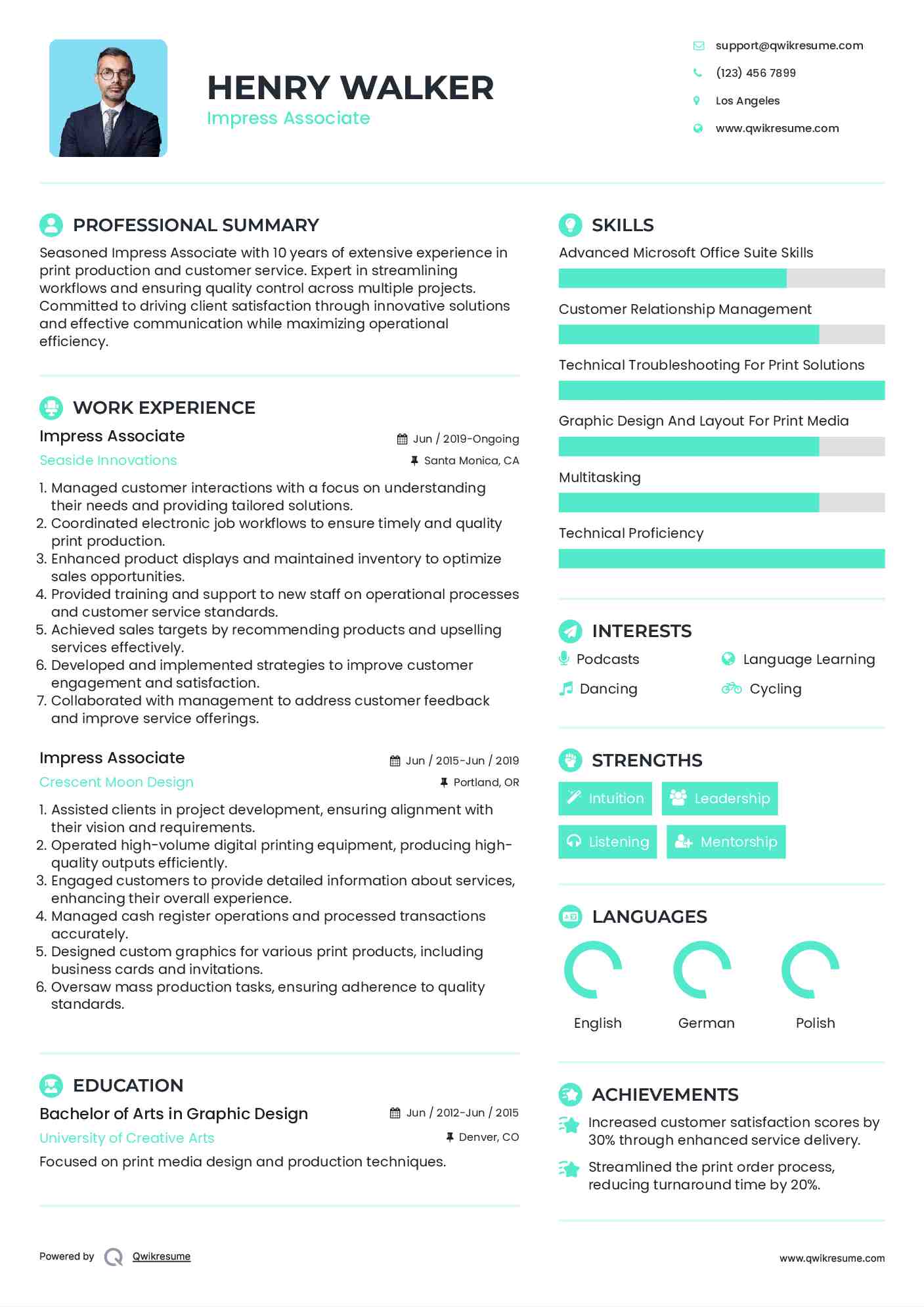 Impress Associate Resume Sample