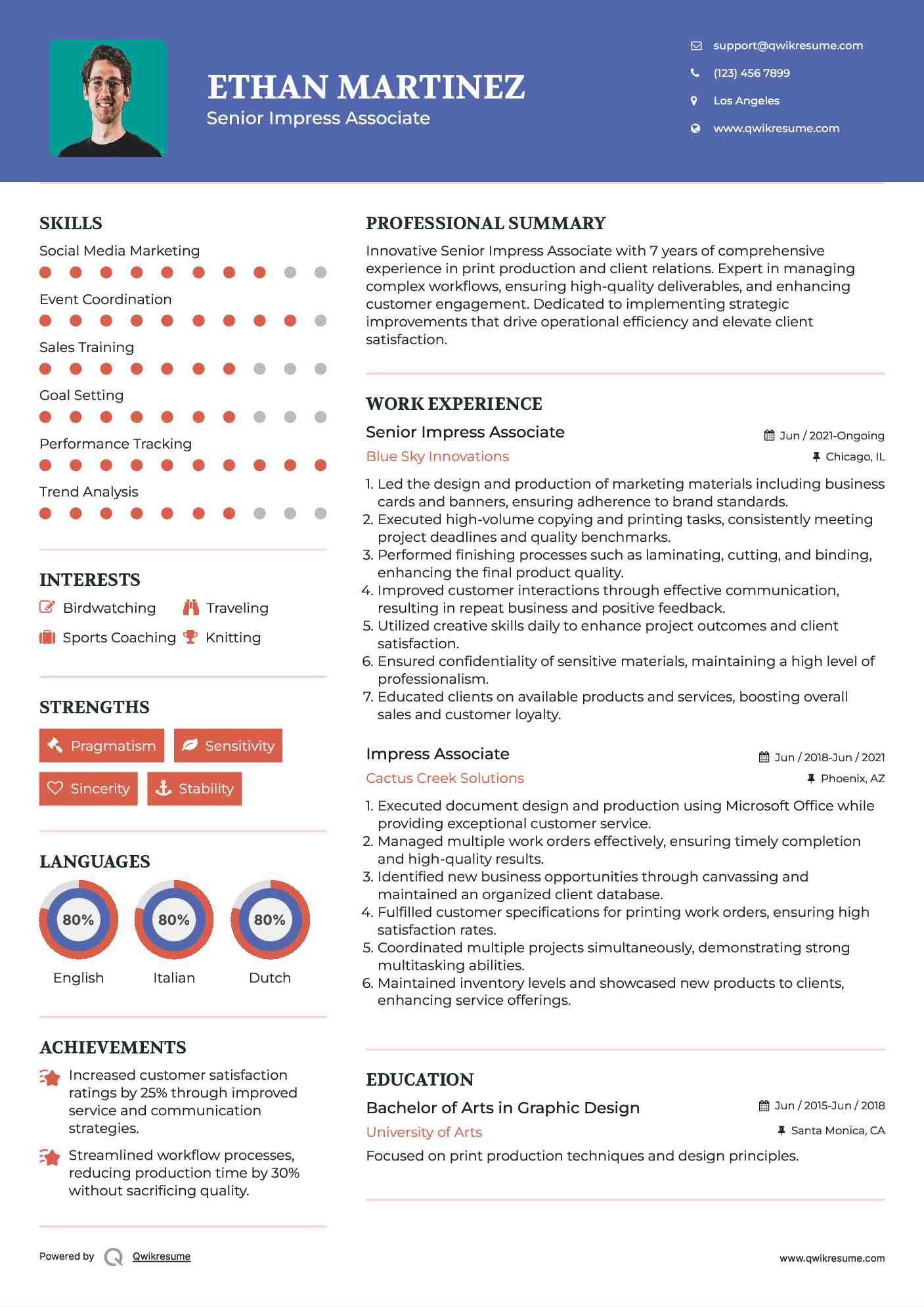 Senior Impress Associate Resume Template