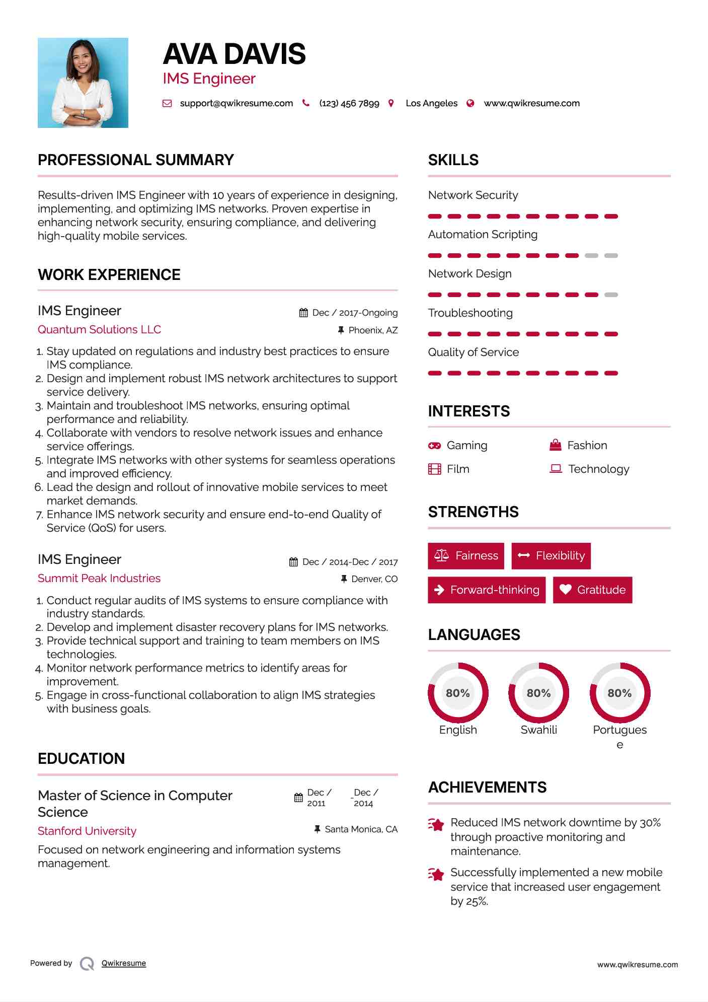 IMS Engineer Resume Template