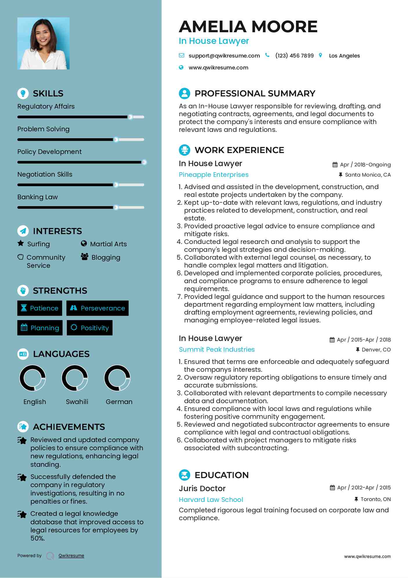 In House Lawyer Resume Format