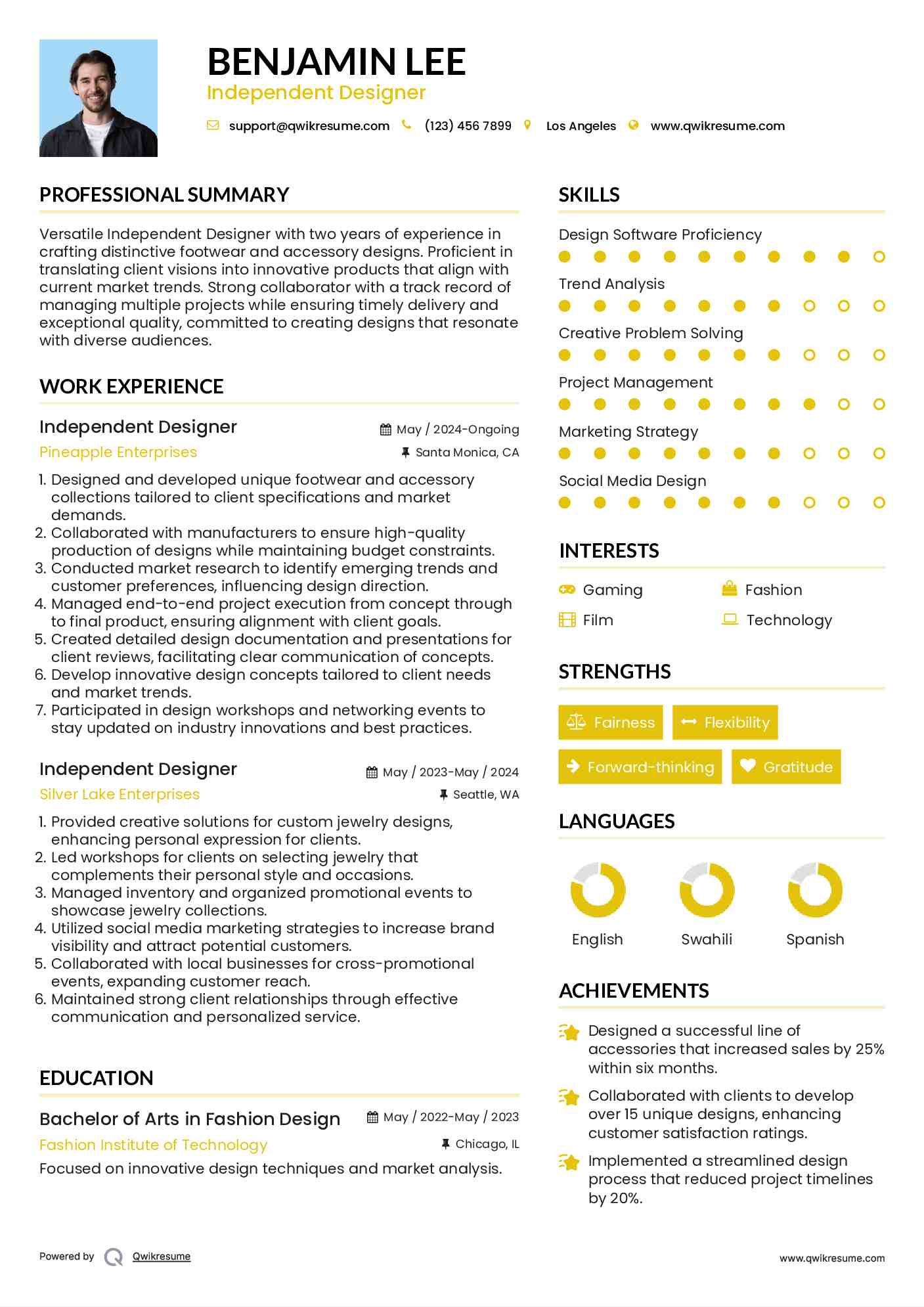 Independent Designer Resume Template