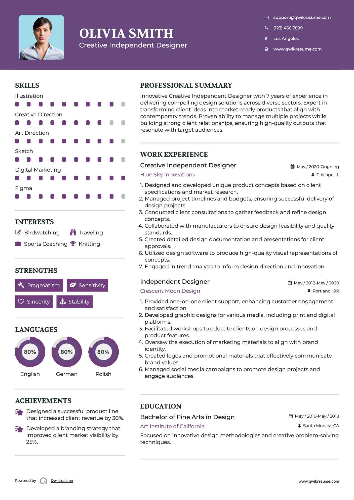 Creative Independent Designer Resume Format