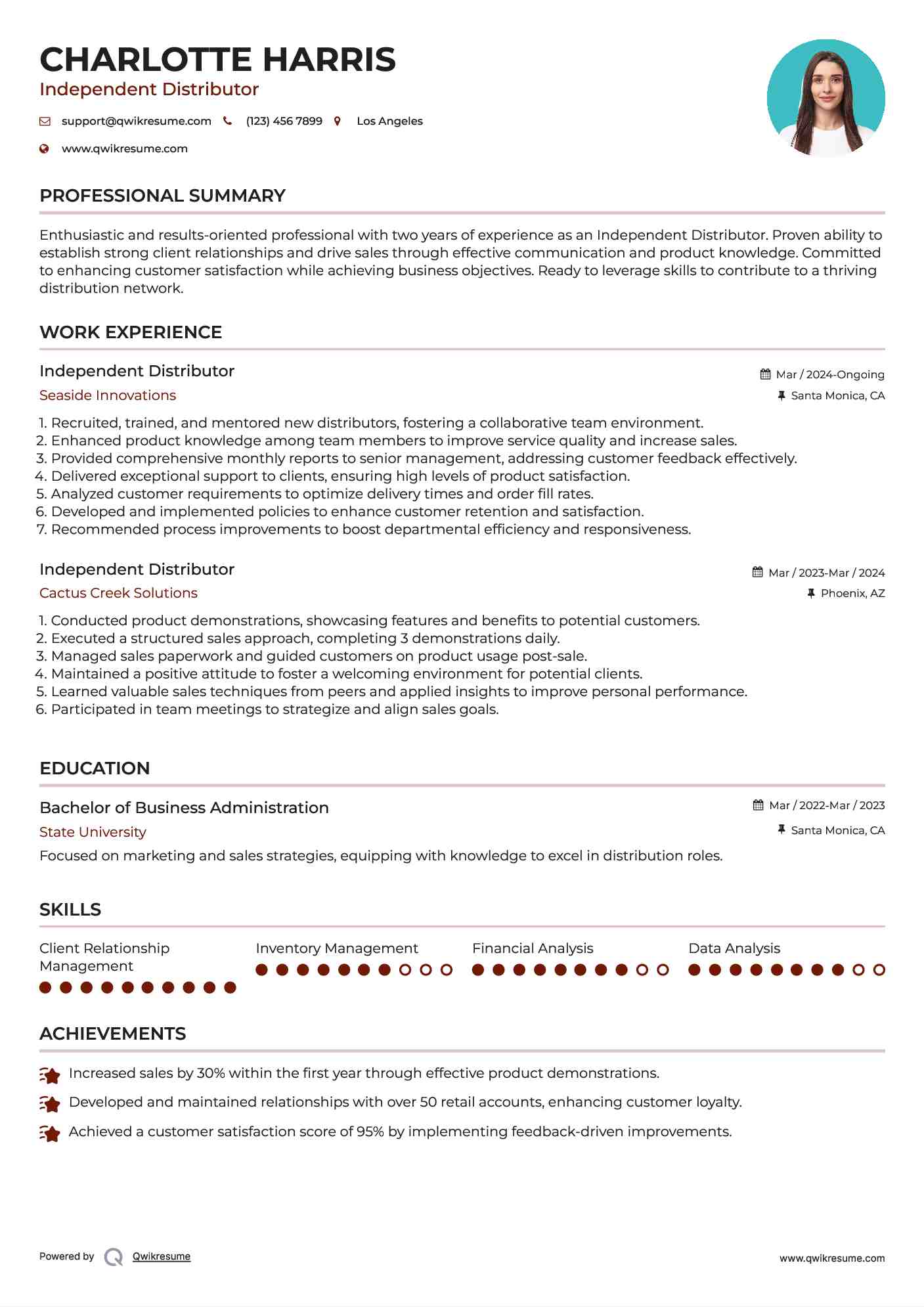 Distributor resume