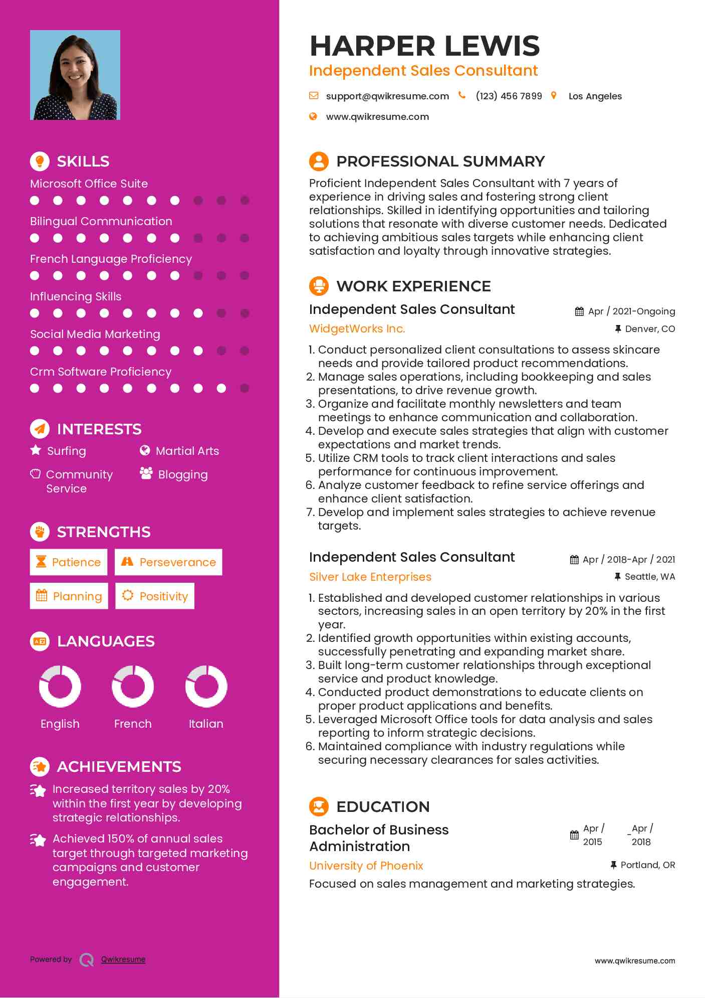 Independent Sales Consultant Resume Format