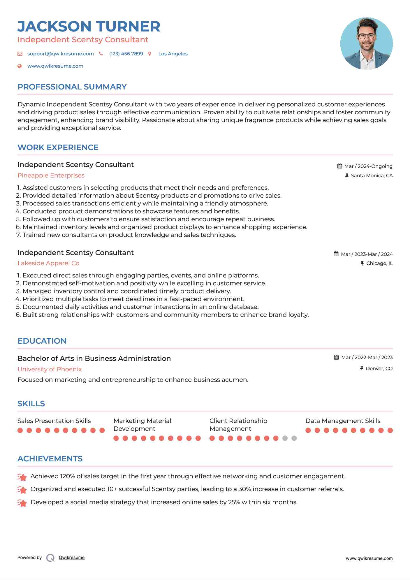 Independent Scentsy Consultant Resume Template