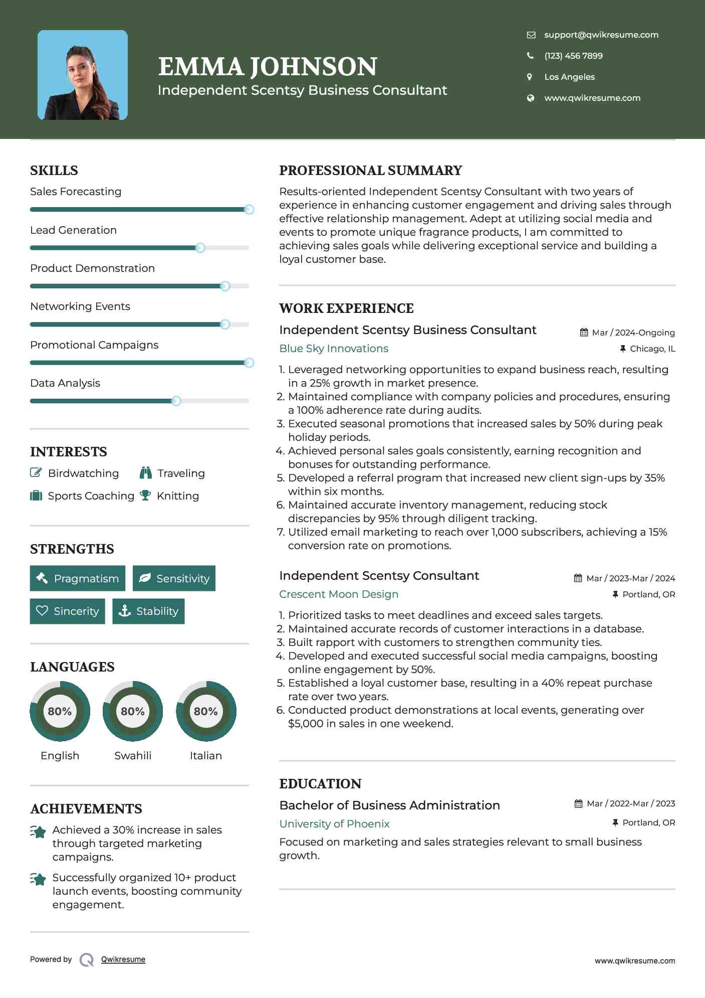 Independent Scentsy Business Consultant Resume Template