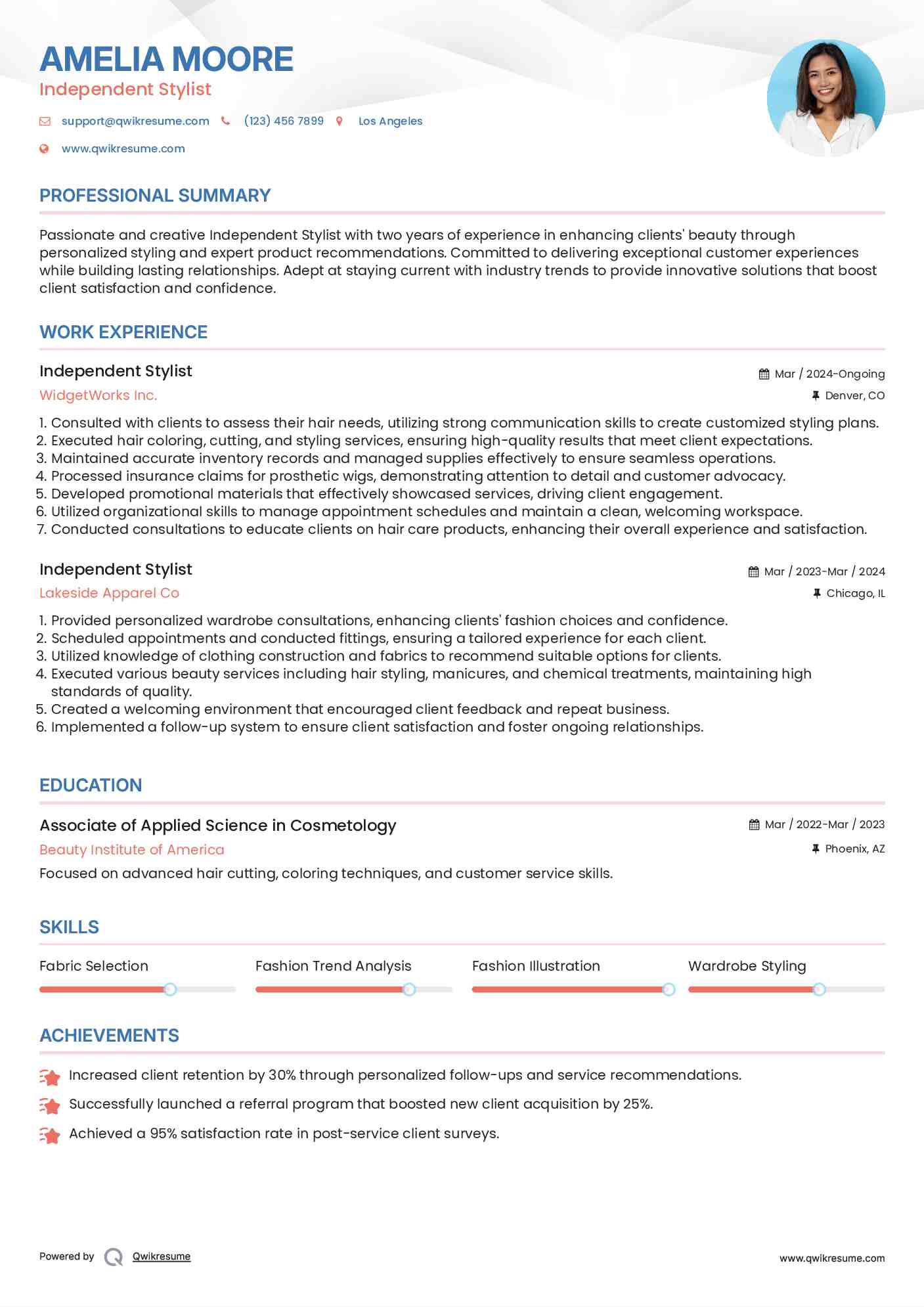Independent Stylist Resume Template