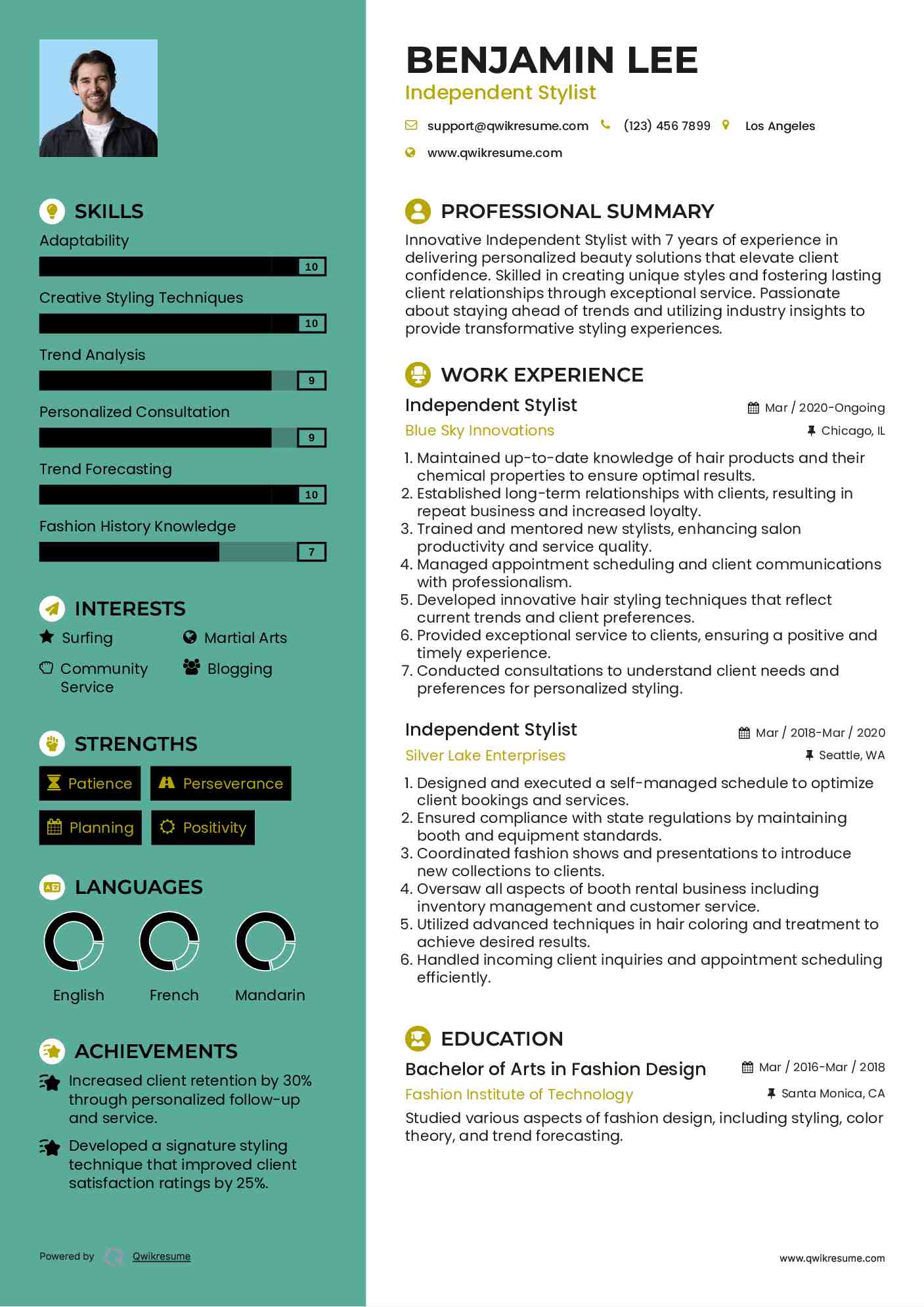 Independent Stylist Resume Template