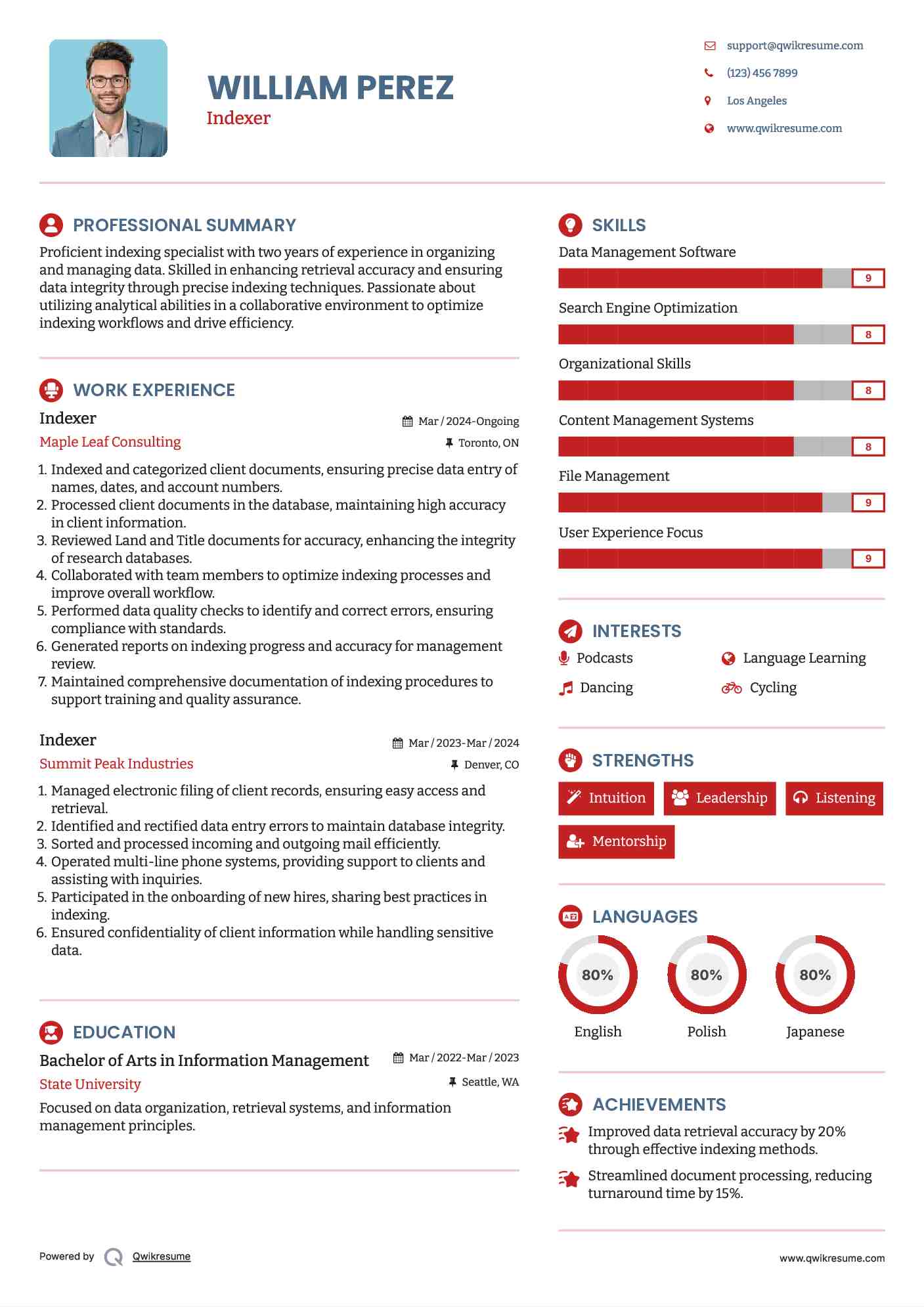 Indexer Resume Model