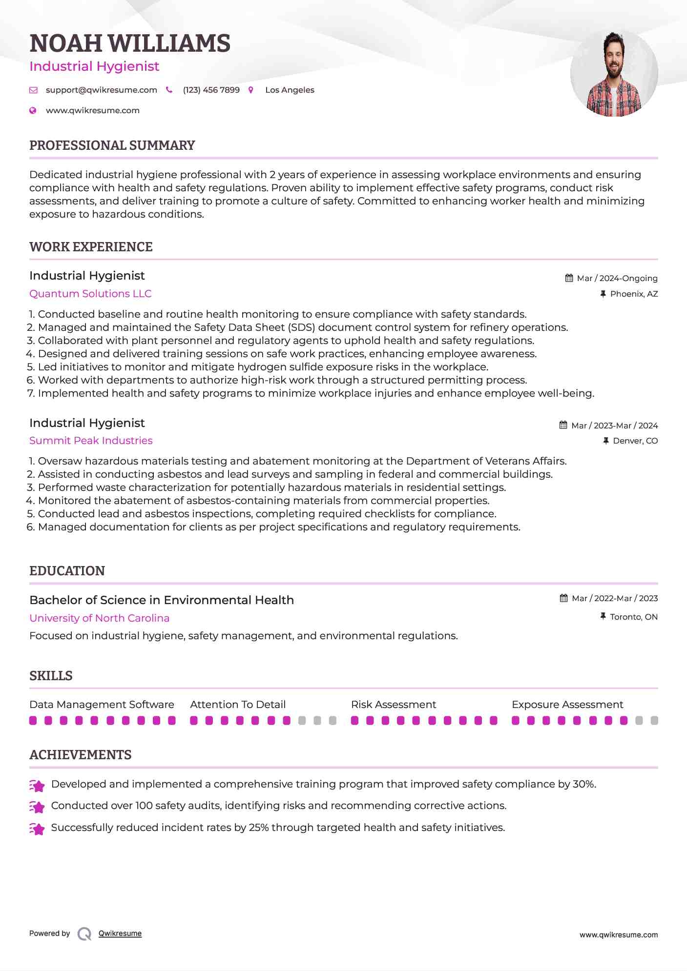 Industrial Hygienist Resume Format