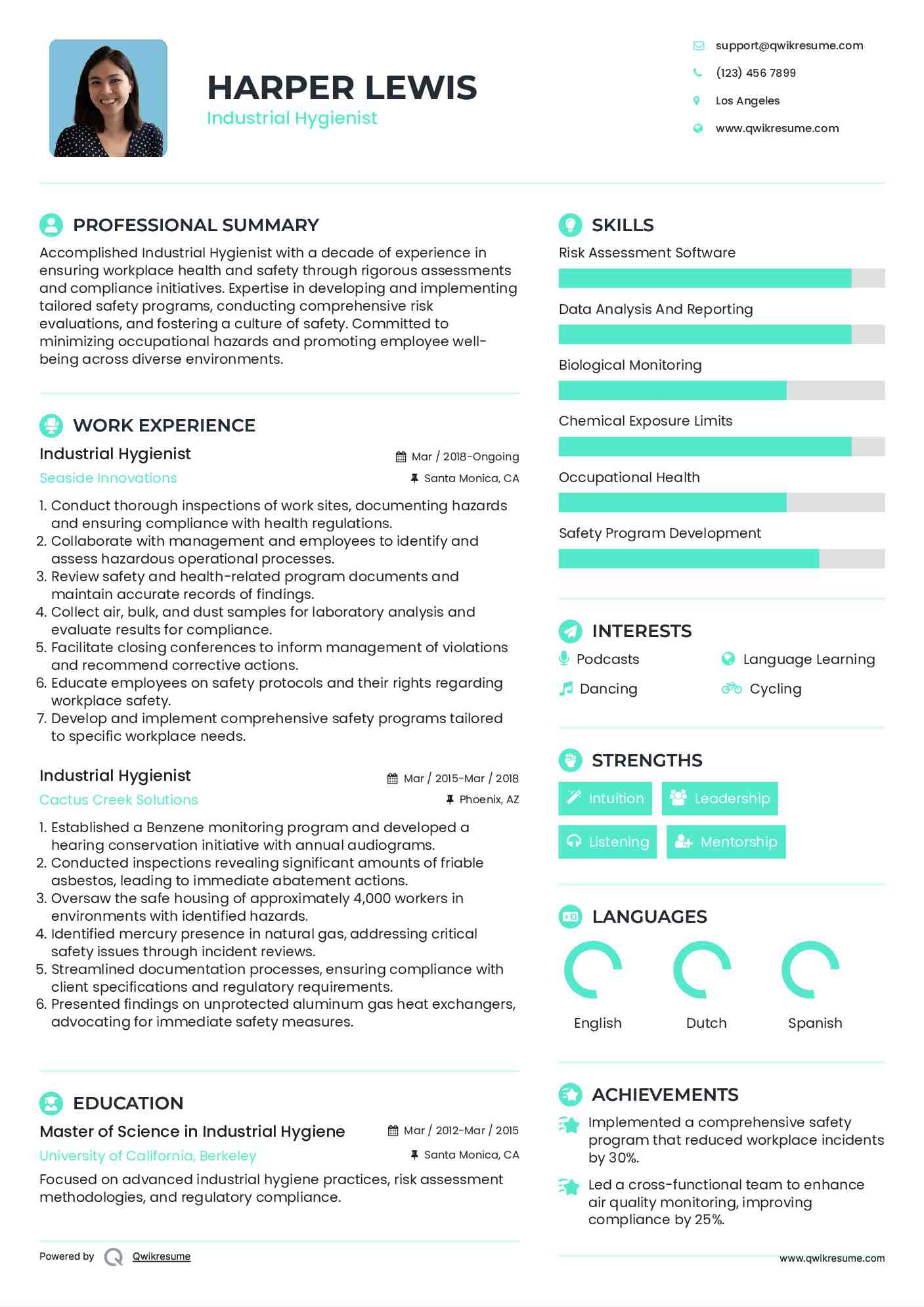 Industrial Hygienist Resume Template