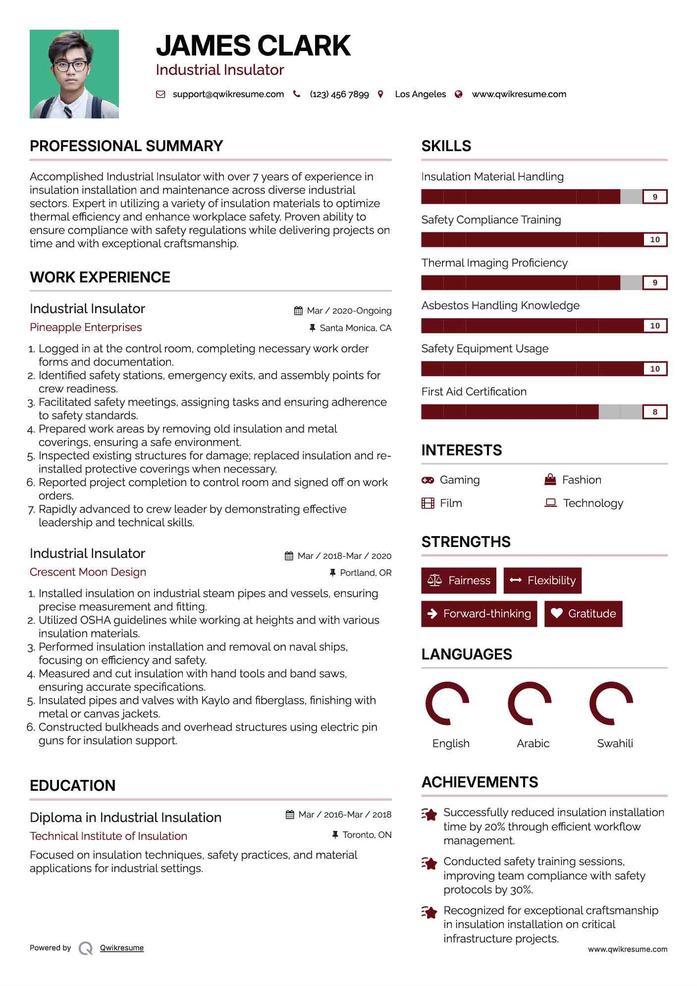 Industrial Insulator Resume Sample