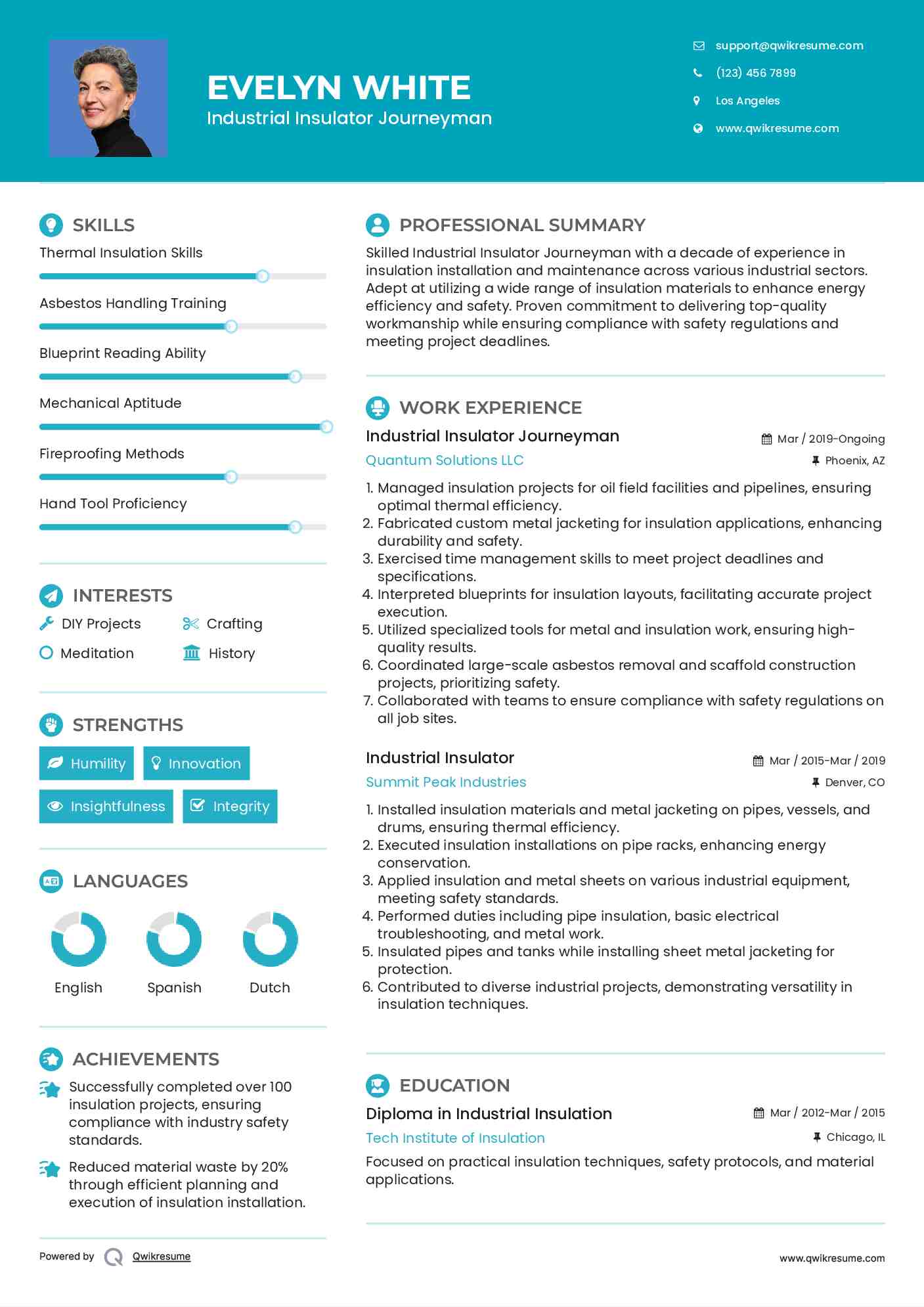 Industrial Insulator Journeyman Resume Template