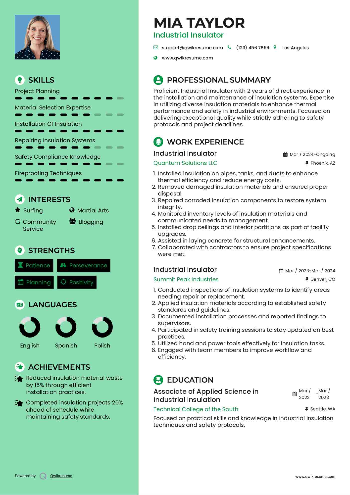 Industrial Insulator Resume Example