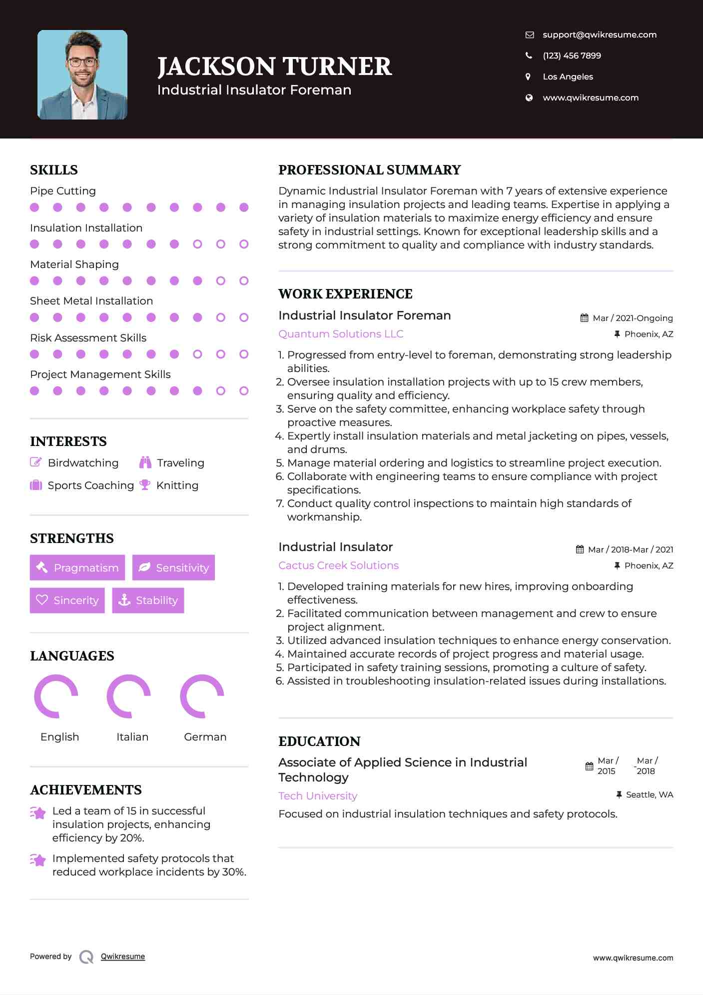 Industrial Insulator Foreman Resume Template
