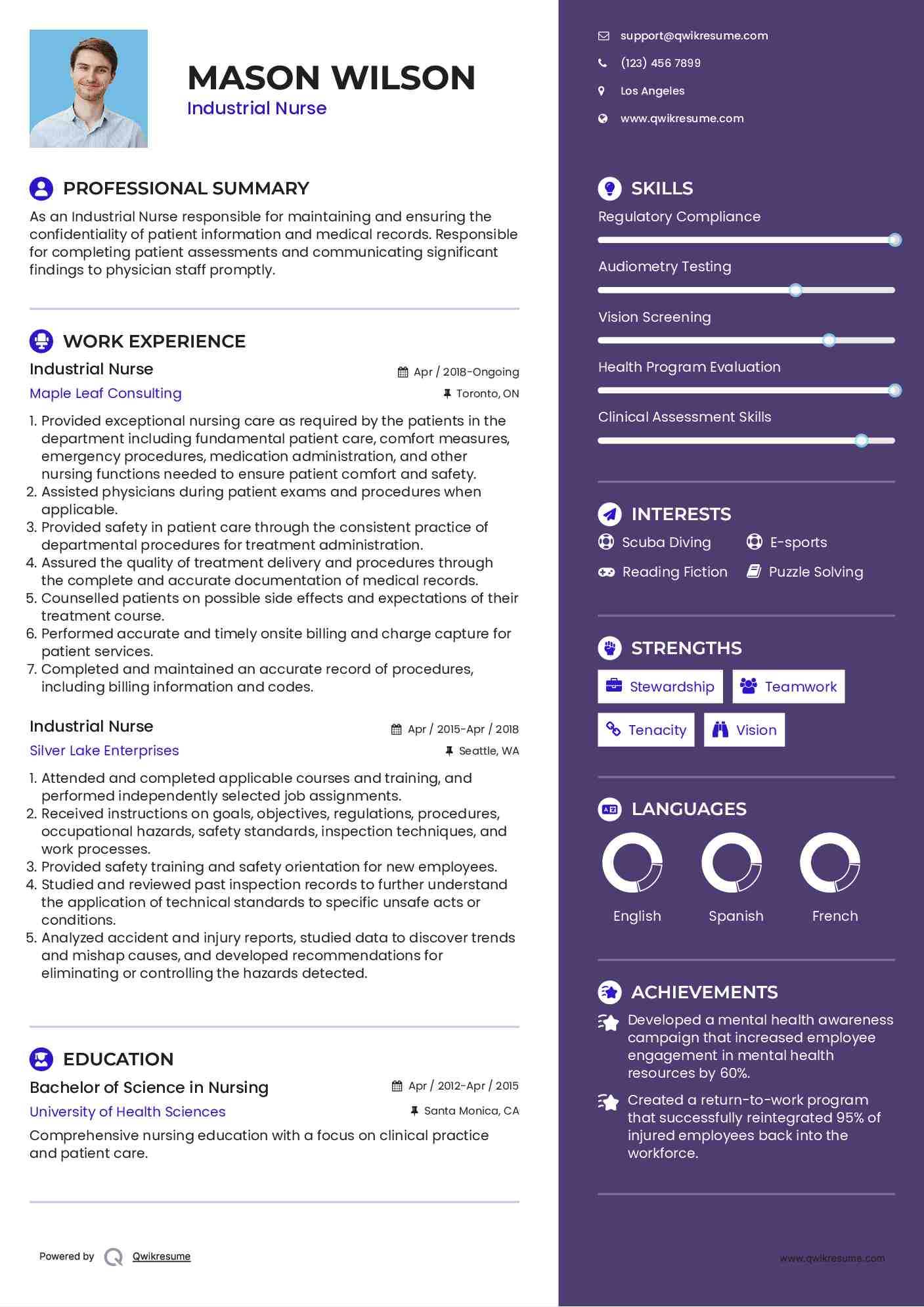 Industrial Nurse Resume Template