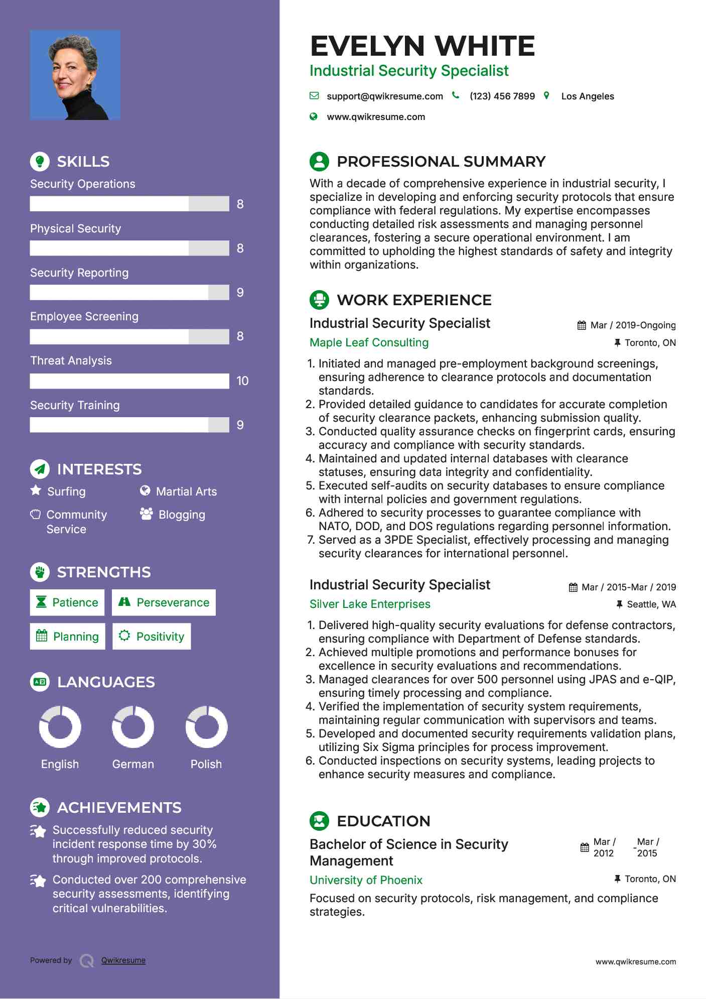 Industrial Security Specialist Resume Template
