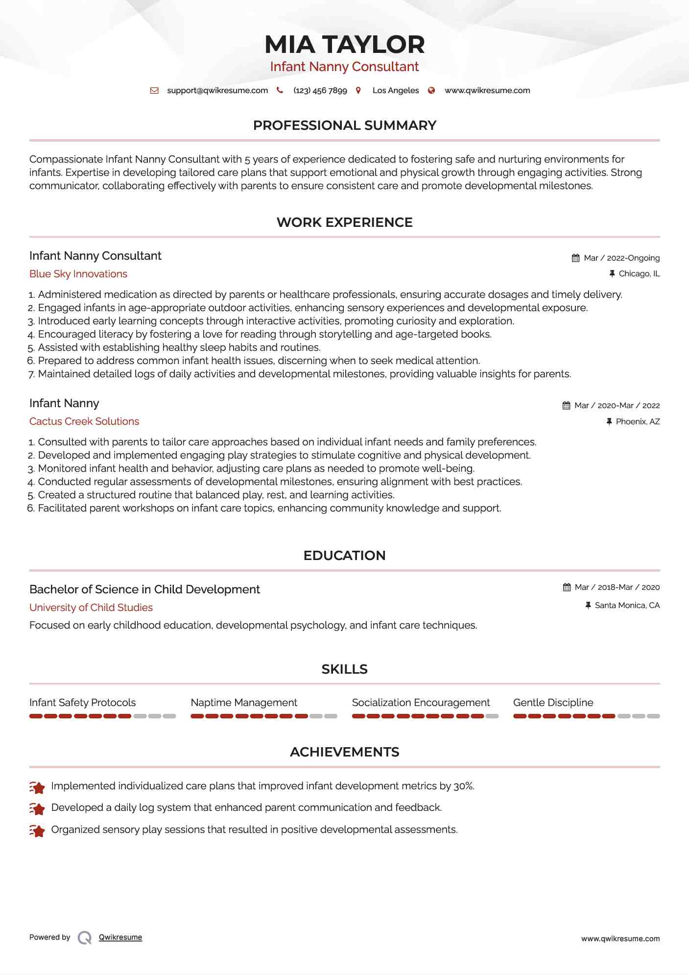 10 Infant Nanny Resume Samples - Infant Nanny 1708436046 Pdf 
