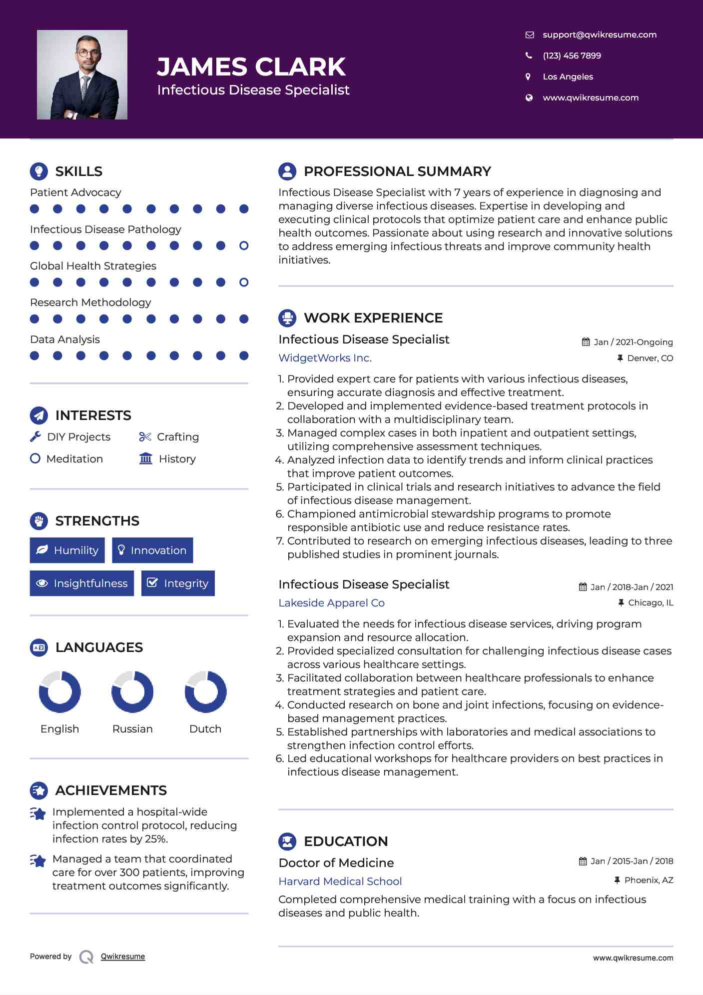 Infectious Disease Specialist Resume Template