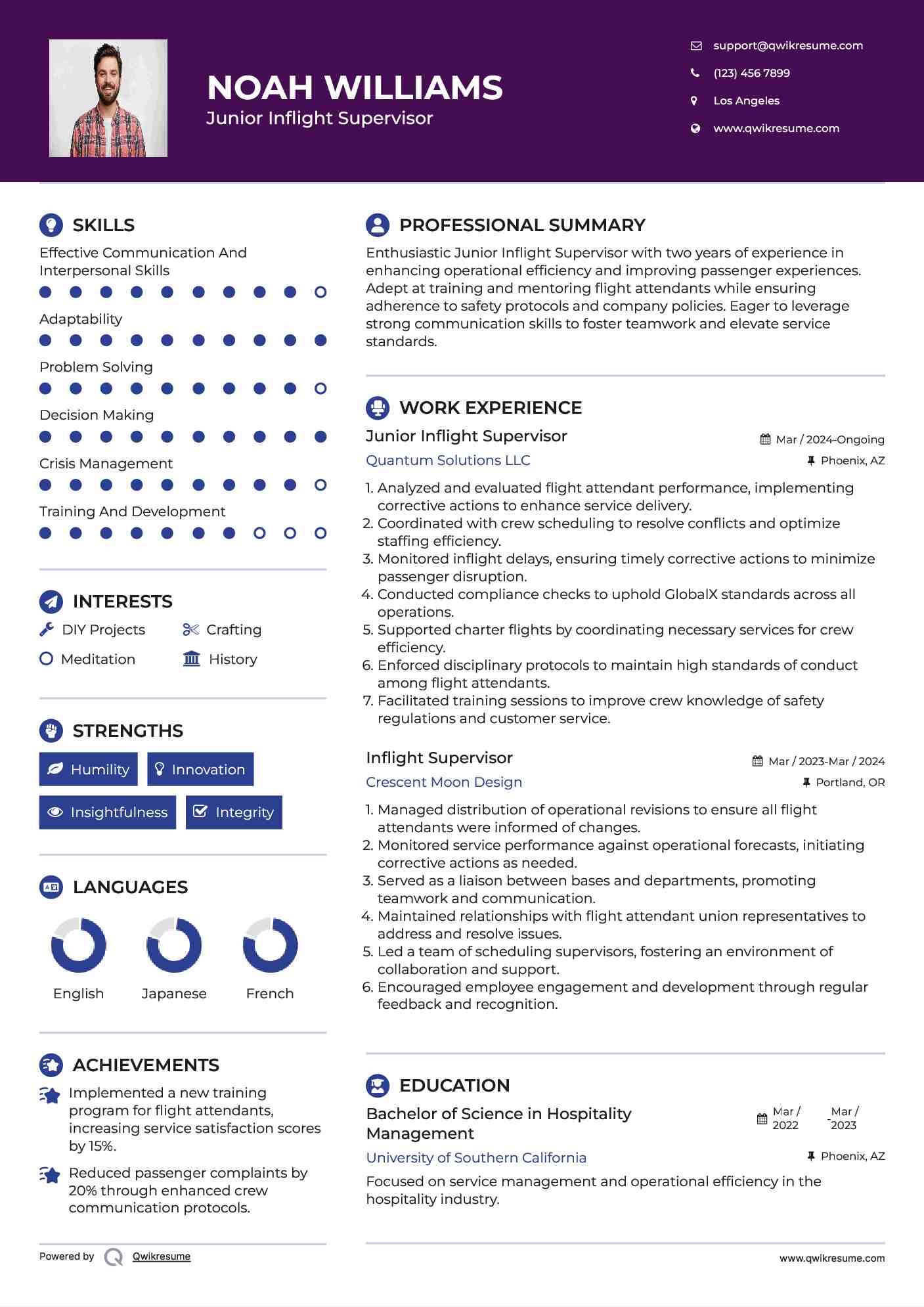 Junior Inflight Supervisor Resume Format