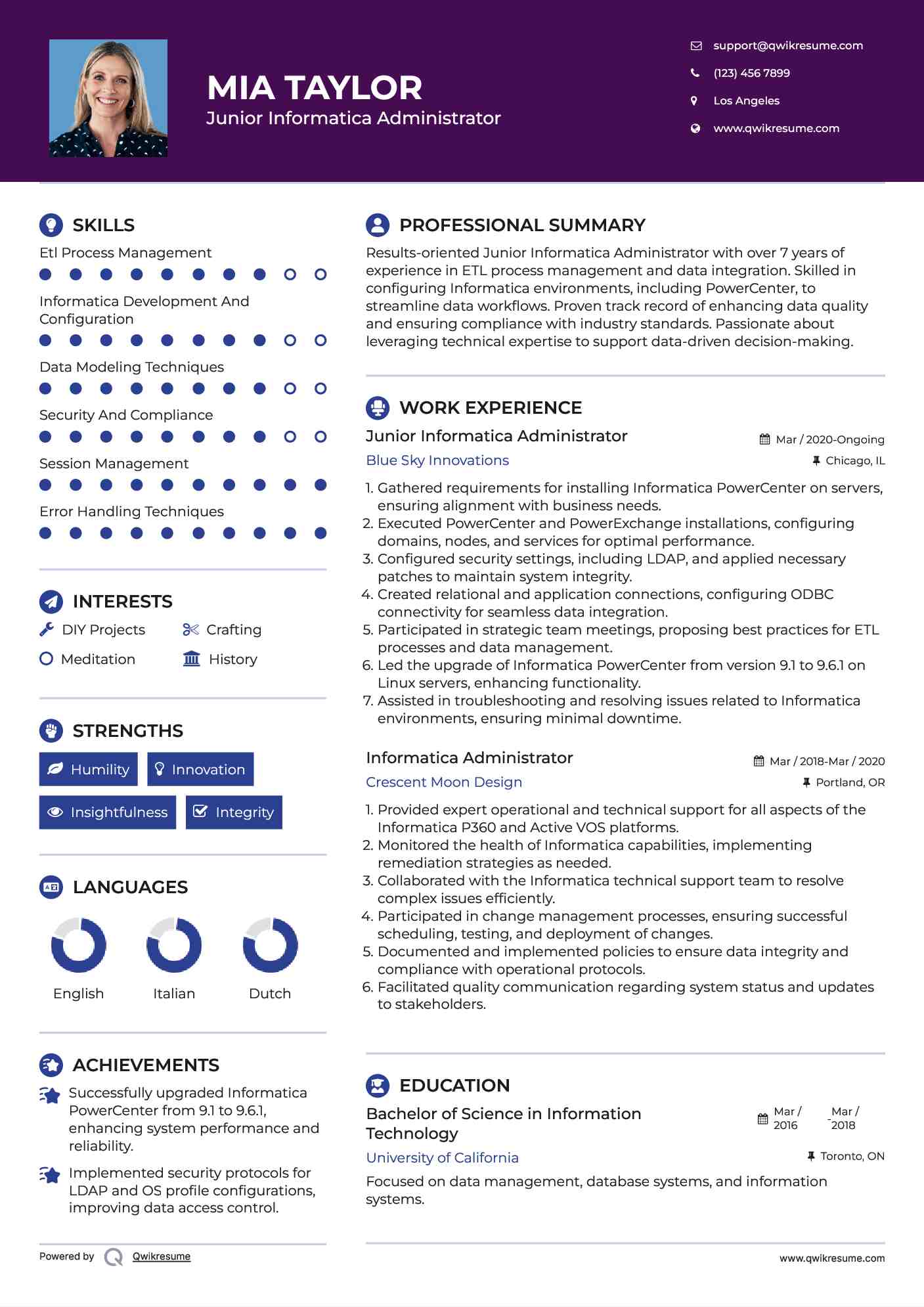 Junior Informatica Administrator Resume Example