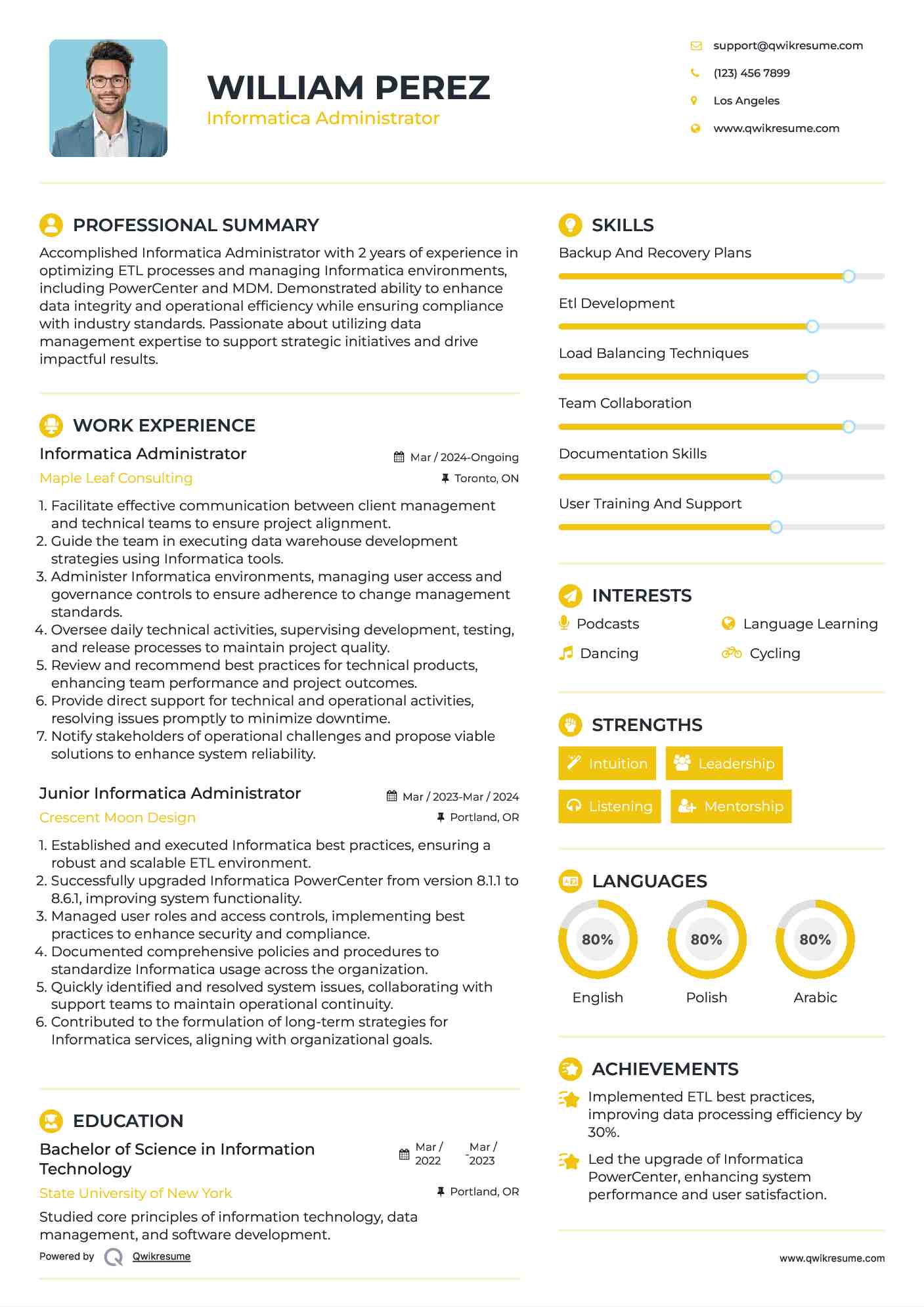 Informatica Administrator Resume Example