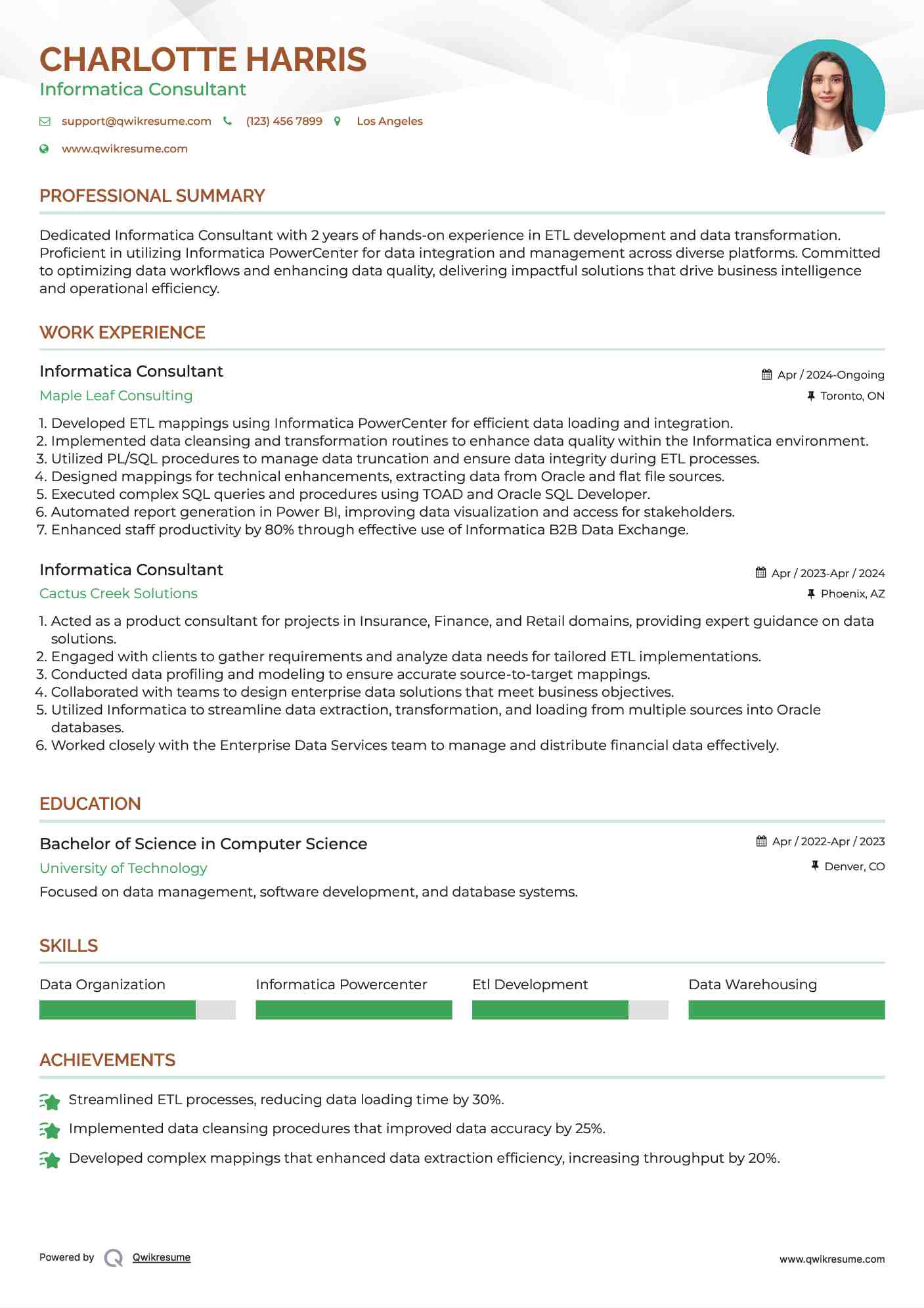 Informatica Consultant Resume Example
