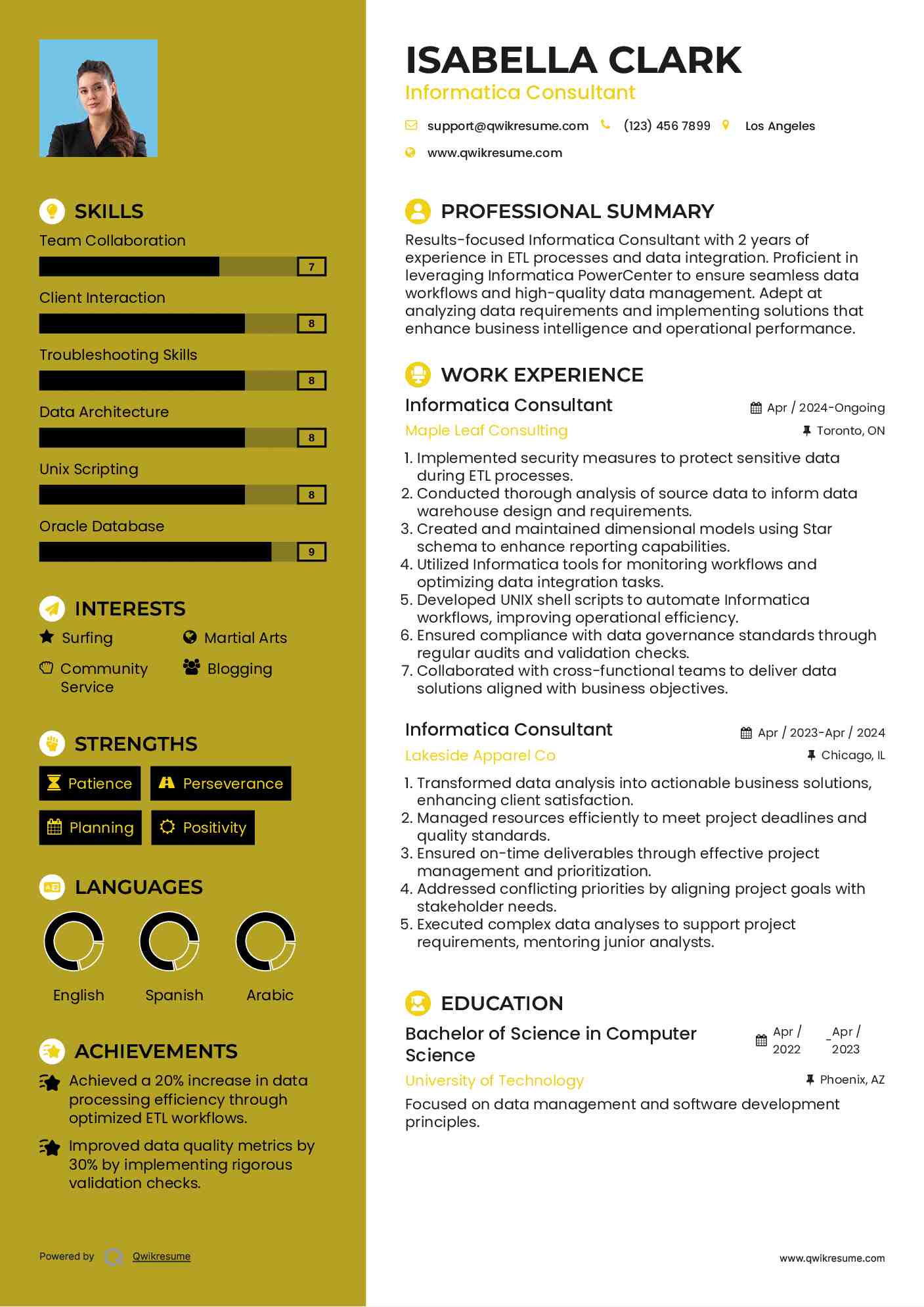 Informatica Consultant Resume Example