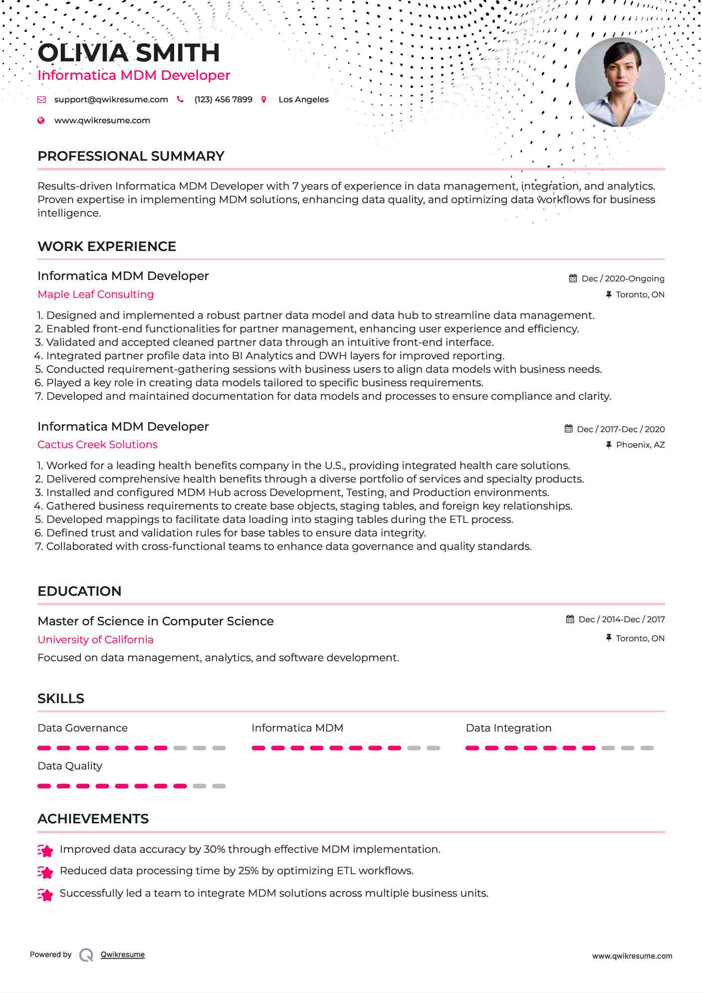 Informatica MDM Developer Resume Template