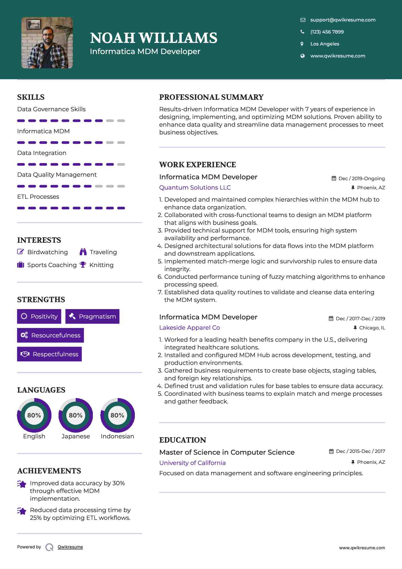 Informatica MDM Developer Resume Sample