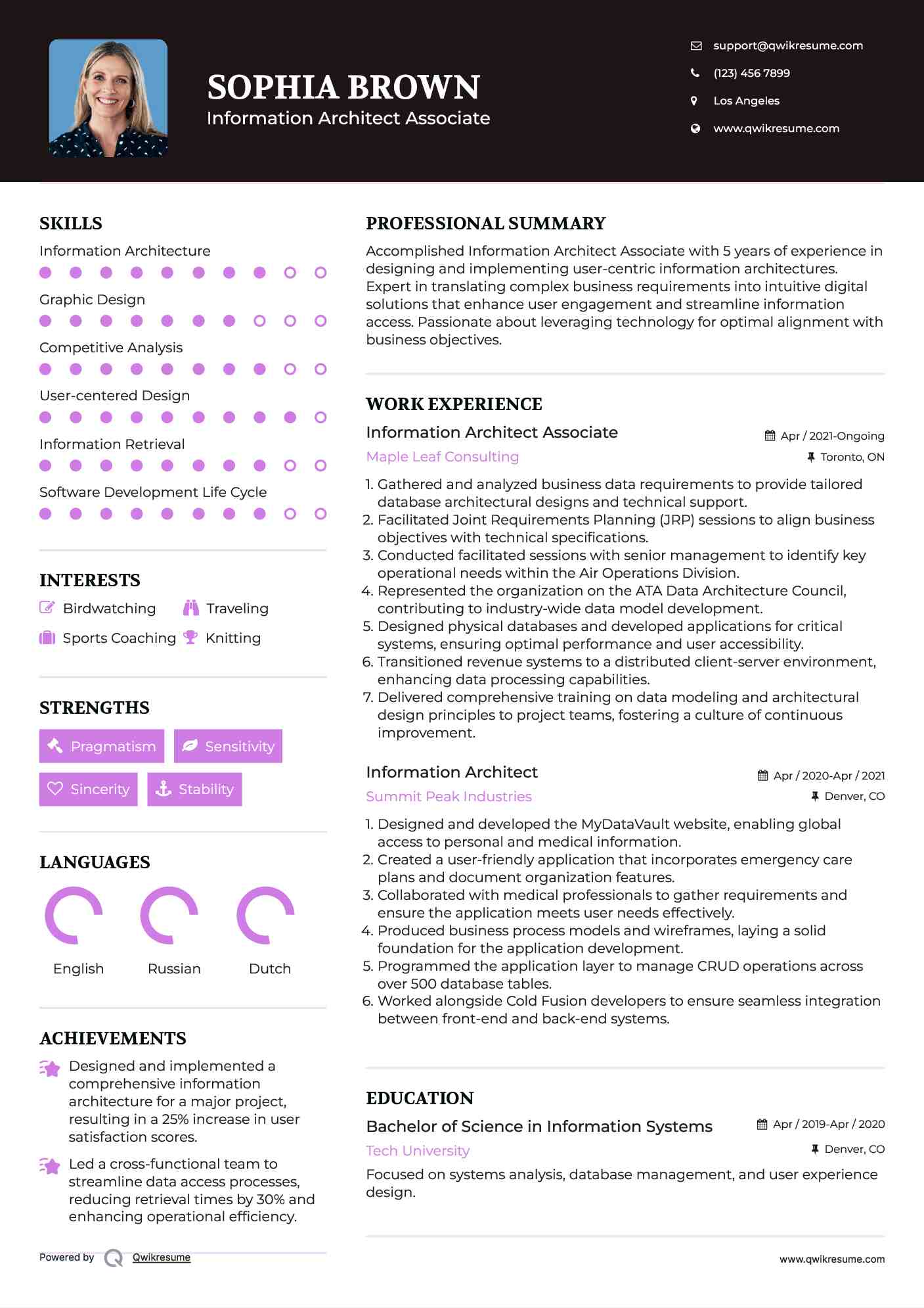Information Architect Associate Resume Format
